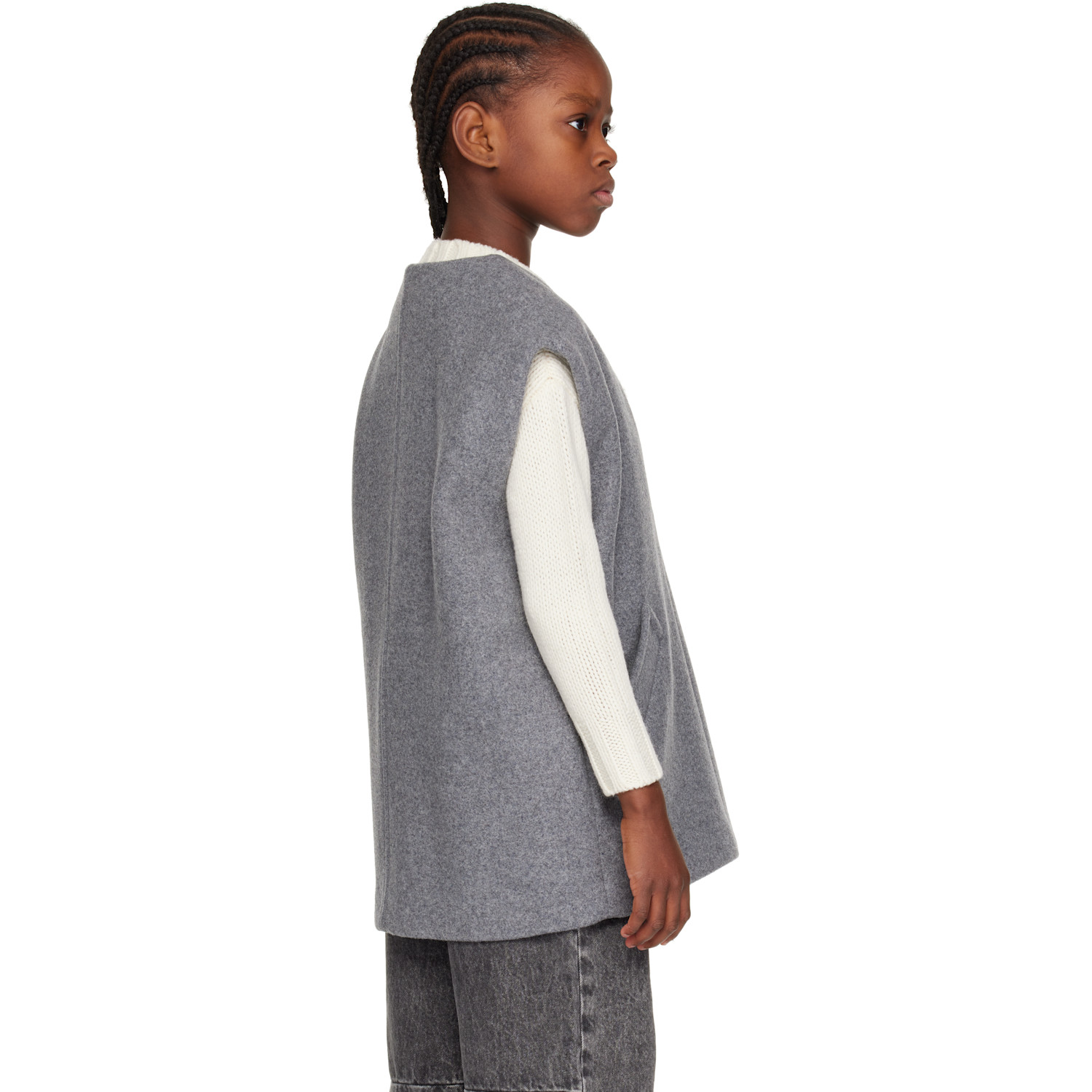  Mm6 Maison Margiela Kids Gray V-neck Vest 