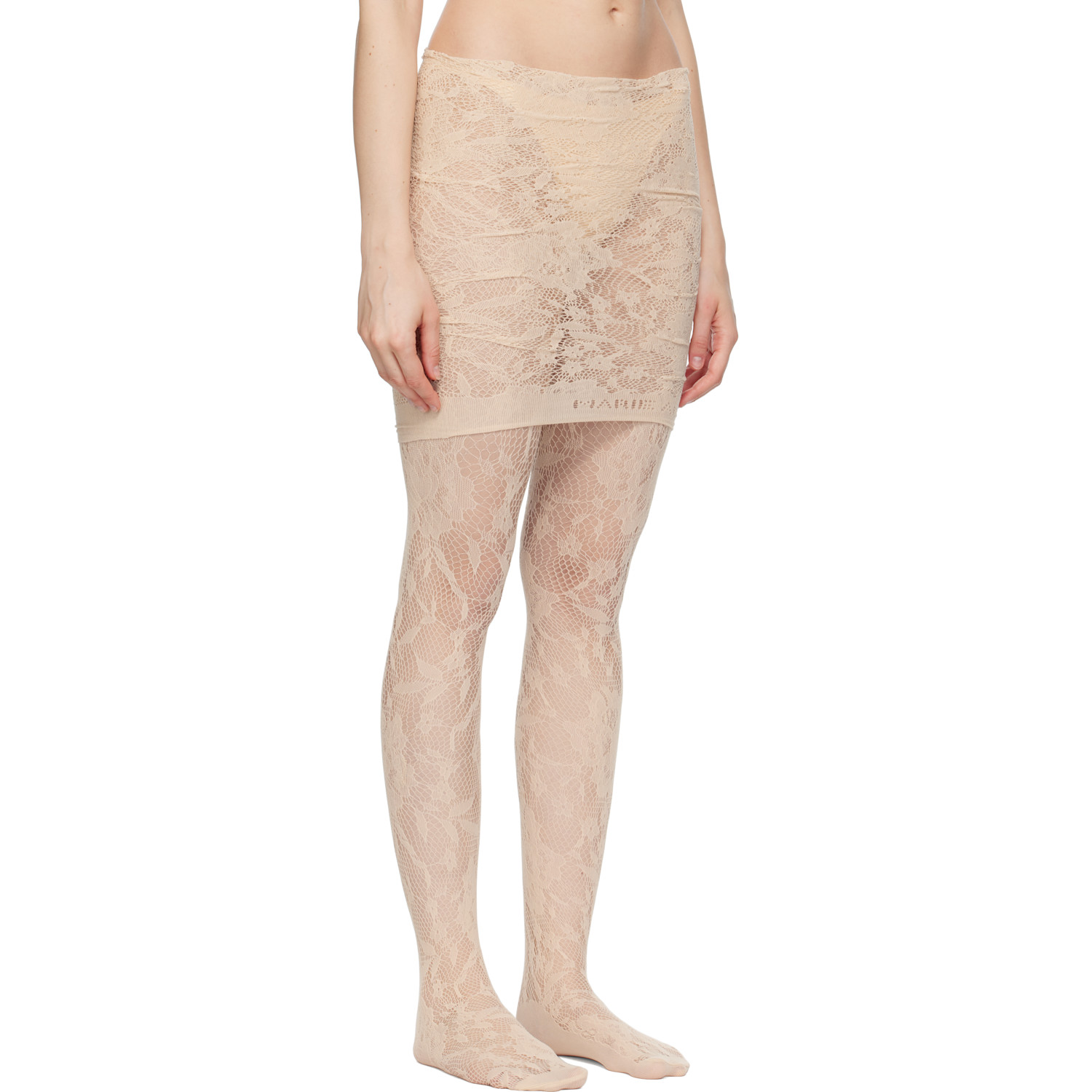  Marie Adam-leenaerdt Beige Lace Miniskirt 