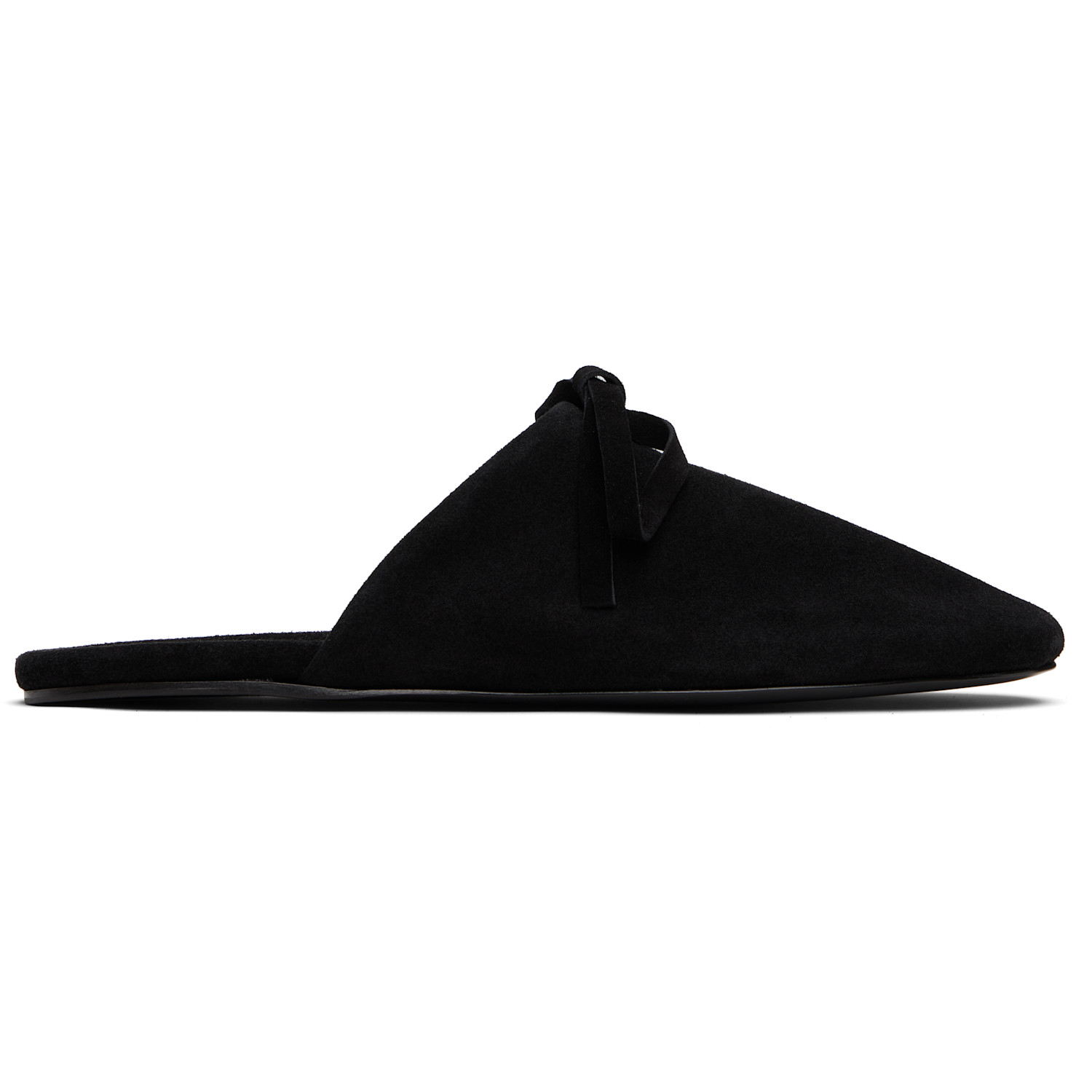 MARIE ADAM-LEENAERDT Black Bow Suede Slippers