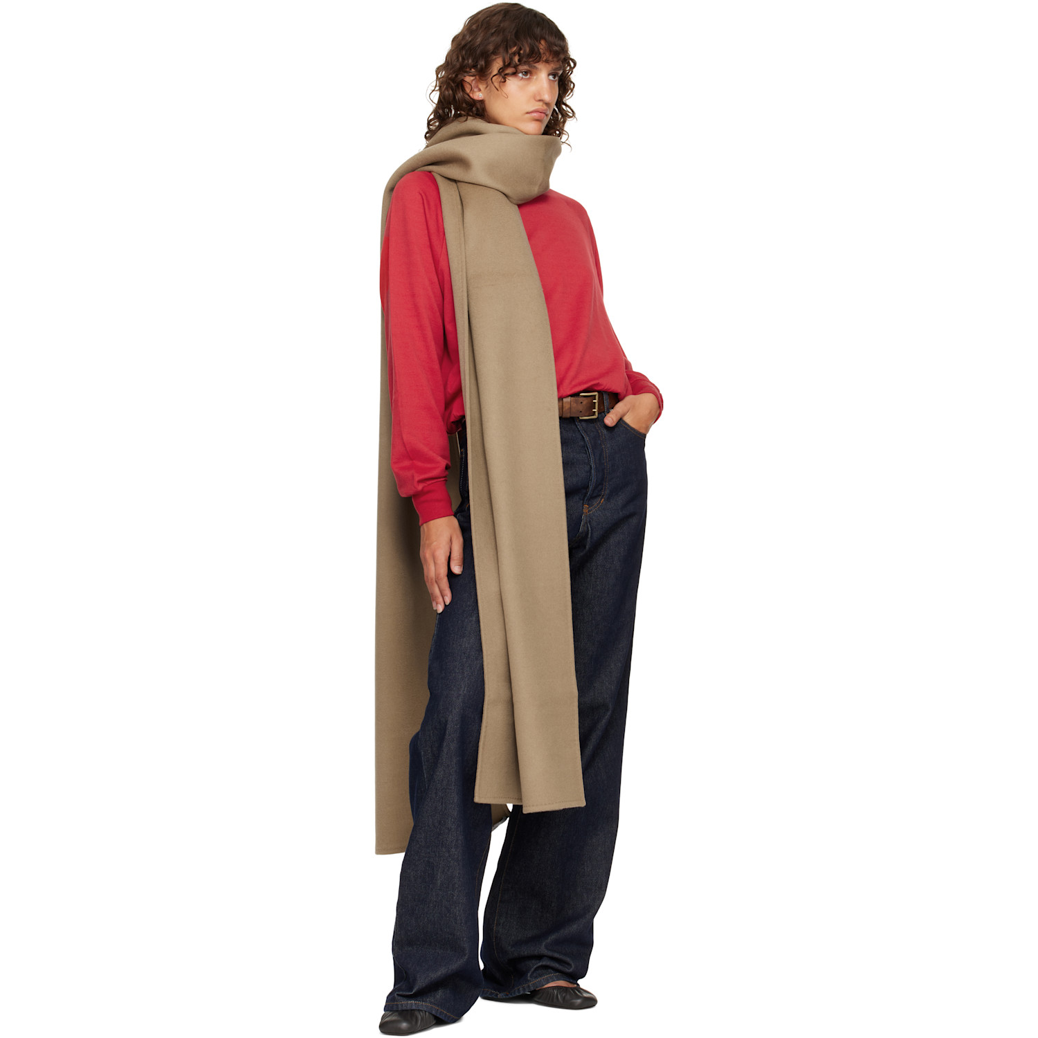  La Collection Taupe Wool Cashmere Julie Scarf 