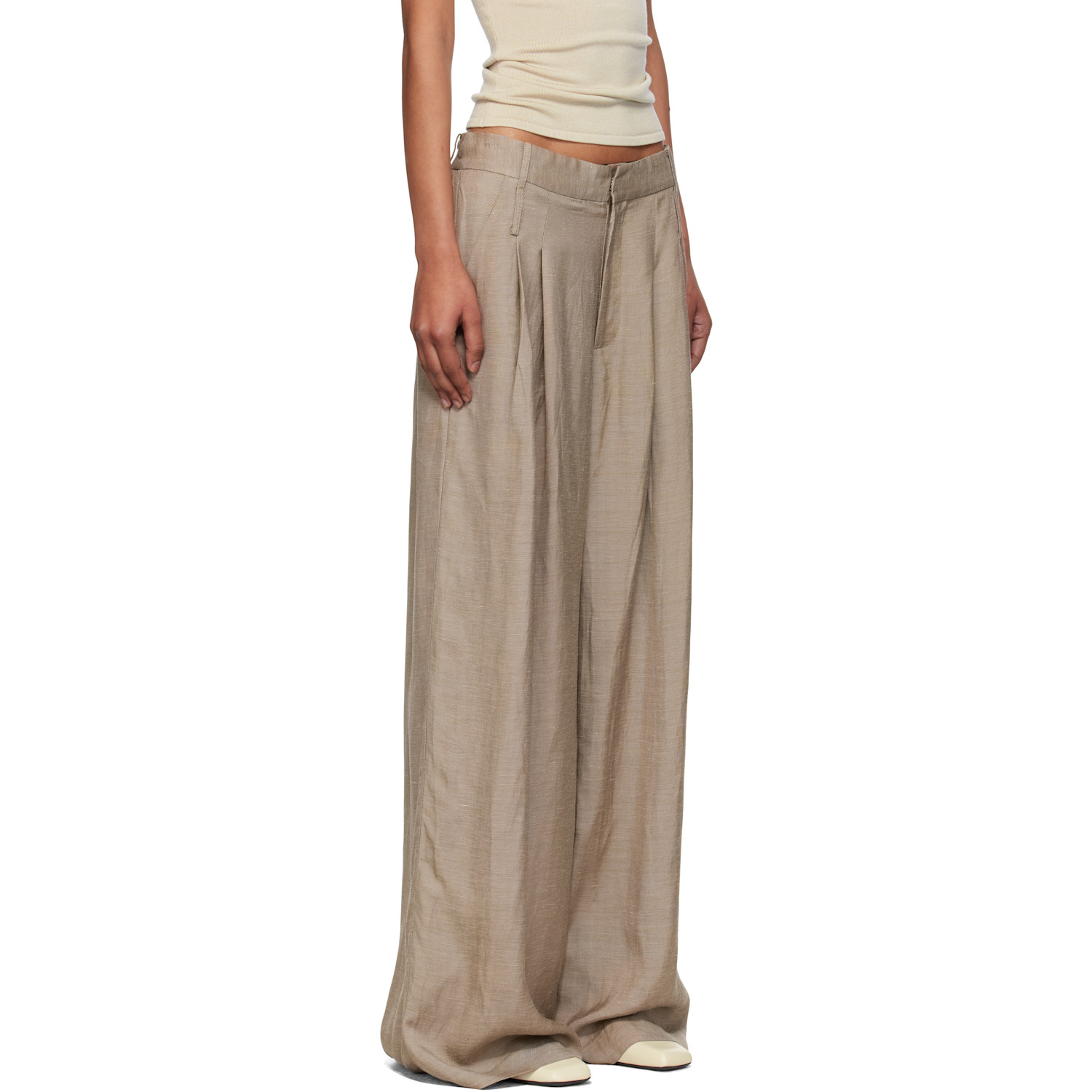  St. Agni Beige Melange Double Loop Trousers 