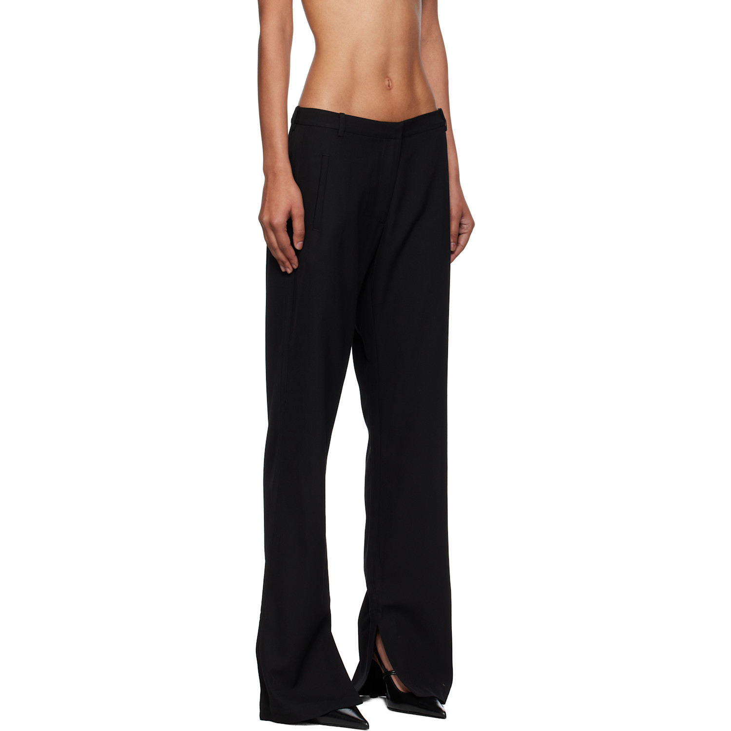  St. Agni Black 90s Split Leg Trousers 