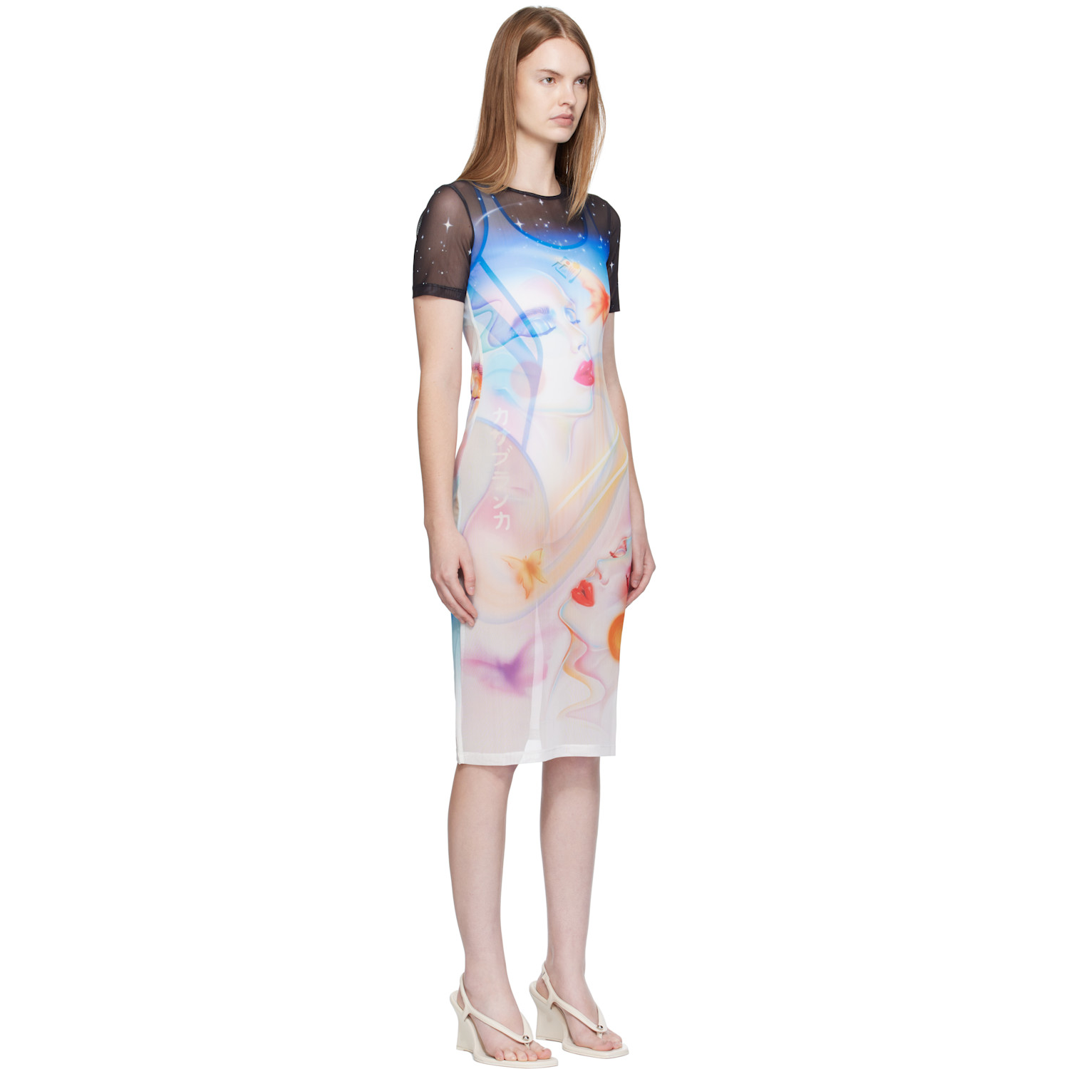  Casablanca Multicolor Printed Mesh Midi Dress 