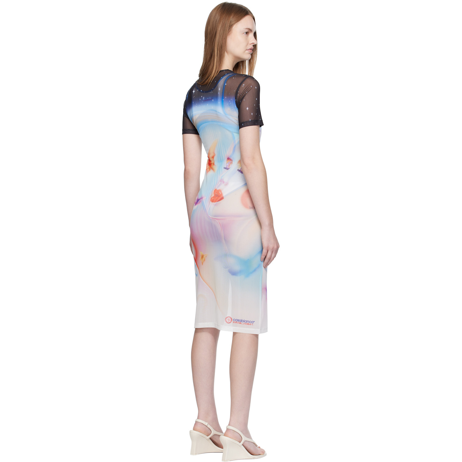  Casablanca Multicolor Printed Mesh Midi Dress 