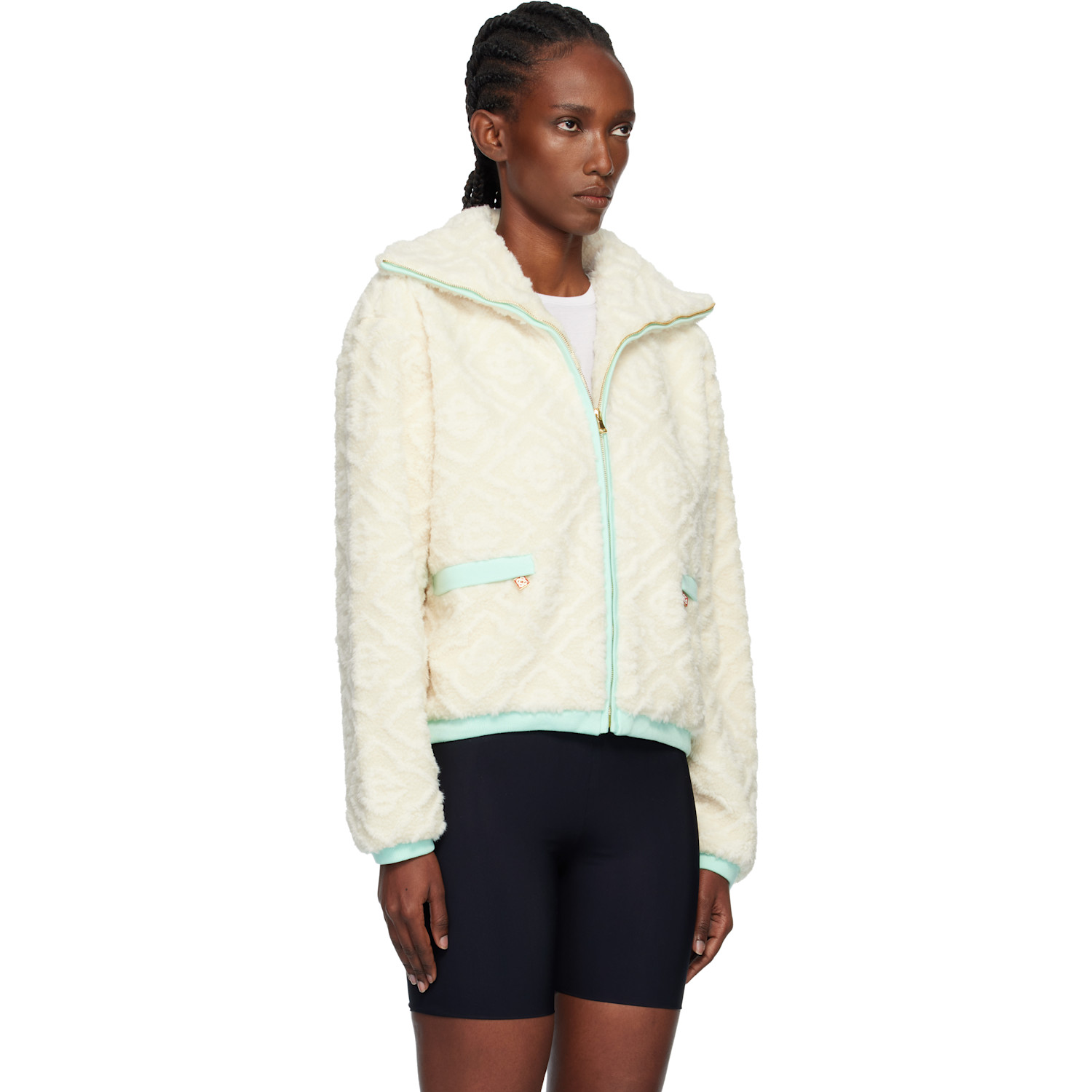  Casablanca Off-white Monogram Jacquard Fleece Jacket 