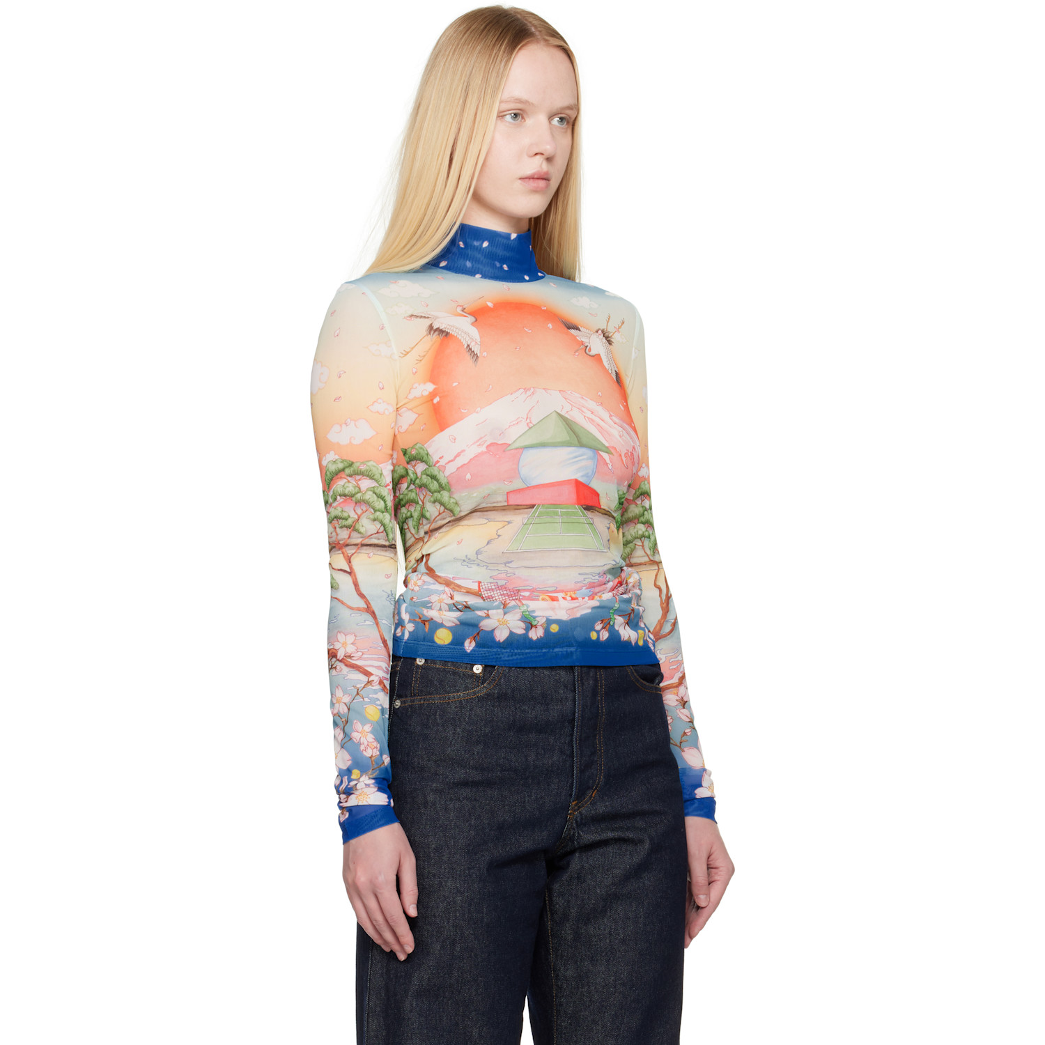  Casablanca Multicolor Printed Mesh Top 