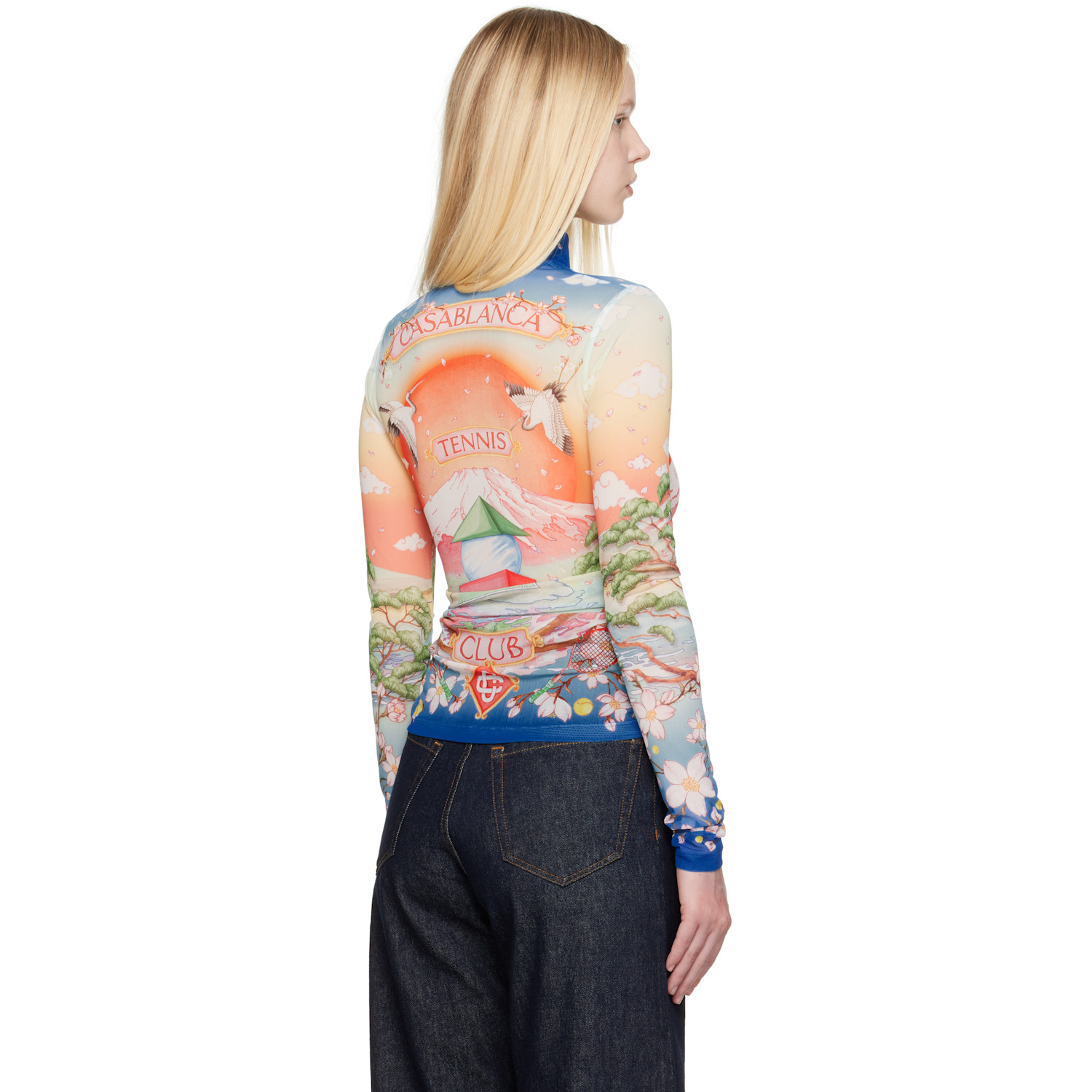  Casablanca Multicolor Printed Mesh Top 