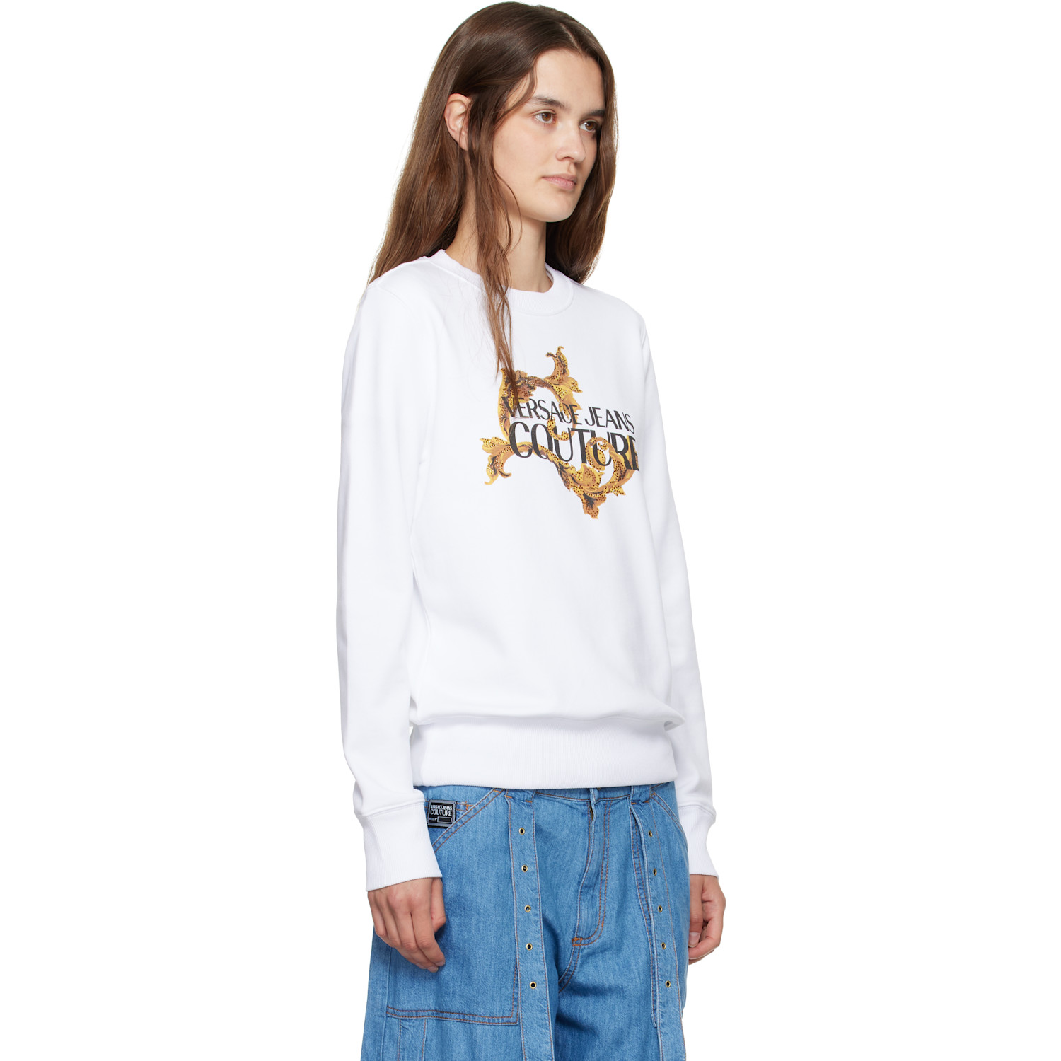  Versace Jeans Couture White Screen-printed Sweatshirt 