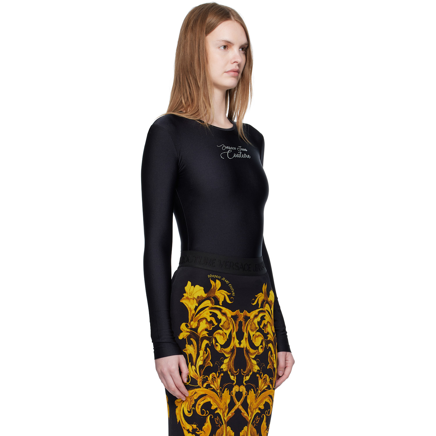  Versace Jeans Couture Black Logo Bodysuit 