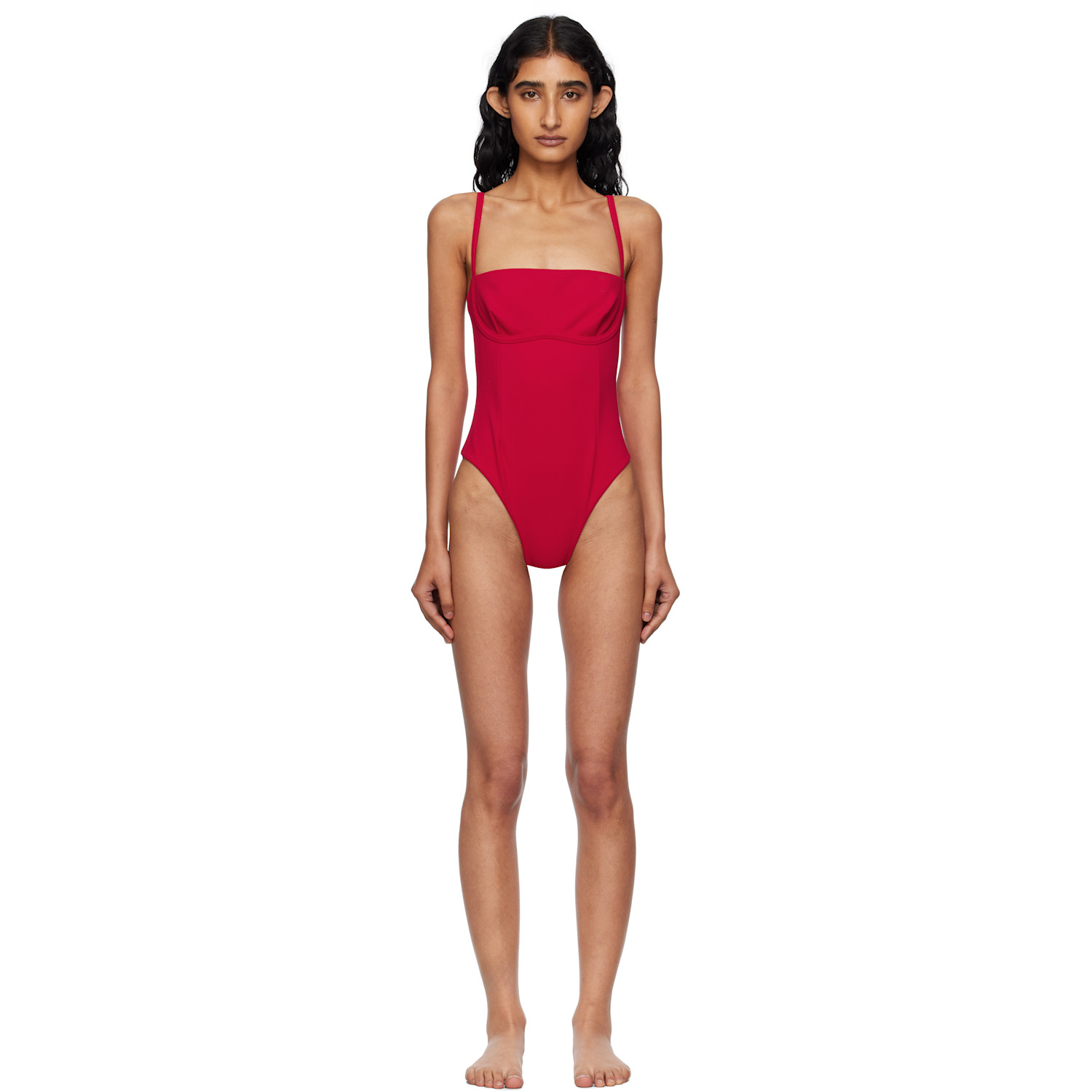 Haight Red Crepe Tamis Swimsuit