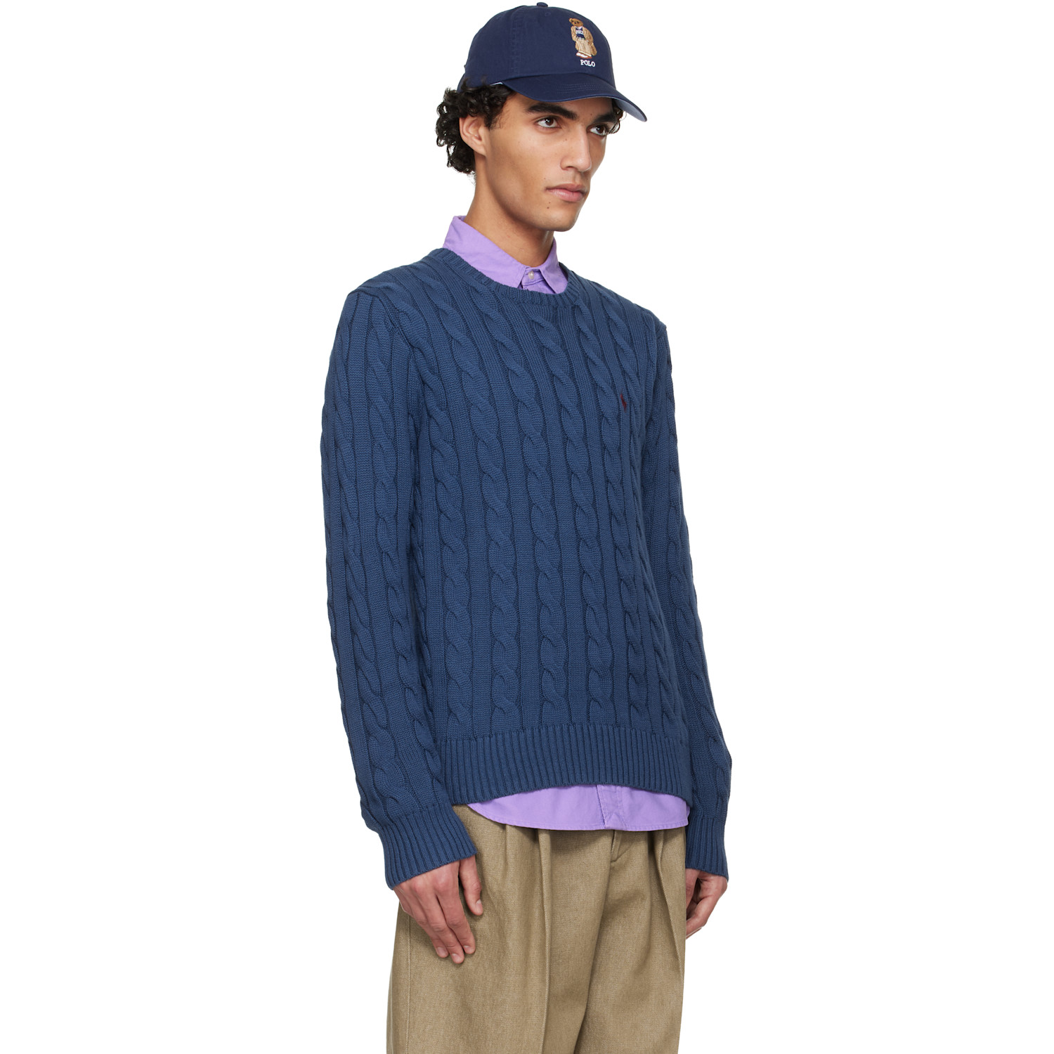  Polo Ralph Lauren Navy Cable-knit Cotton Sweater 
