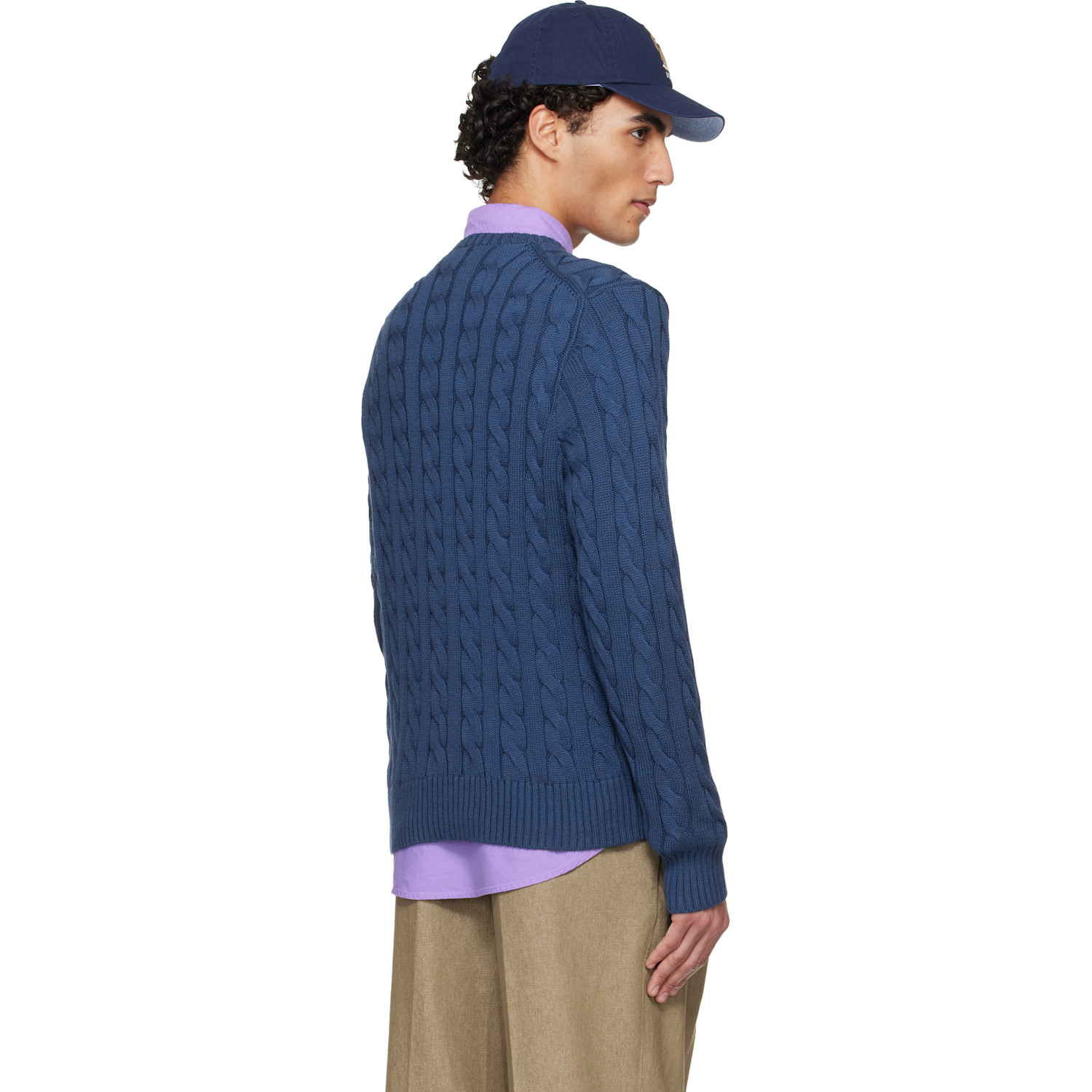  Polo Ralph Lauren Navy Cable-knit Cotton Sweater 