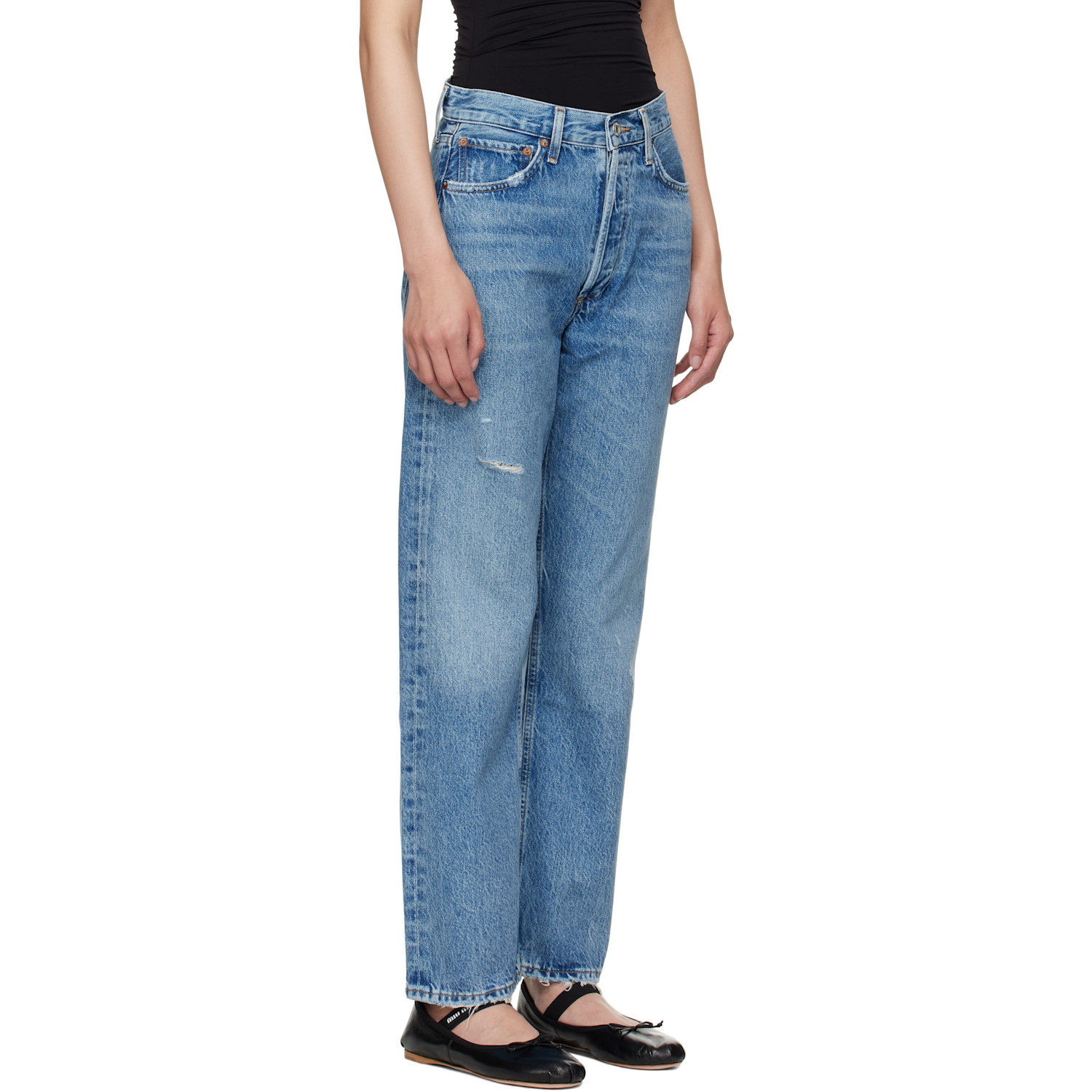  Agolde Blue 90's Mid Rise Straight Jeans 