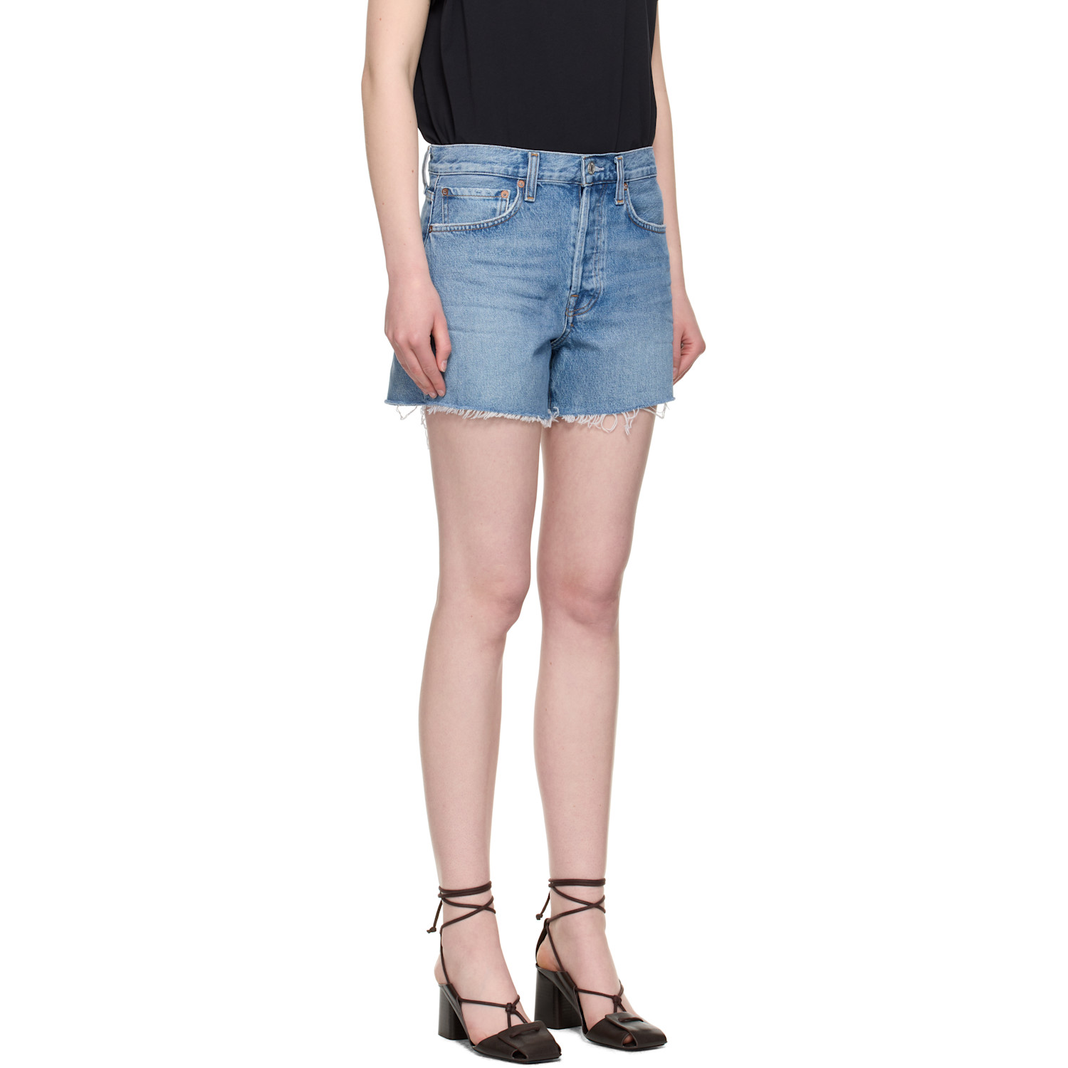  Agolde Blue Parker Long Denim Shorts 