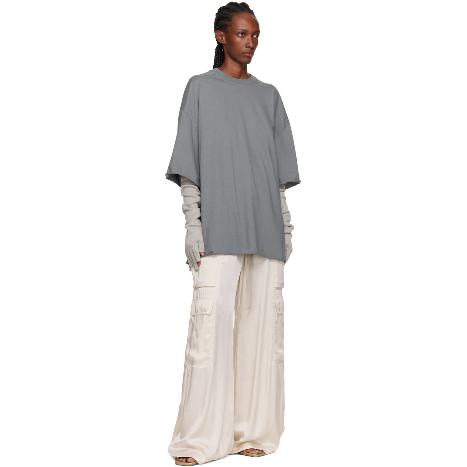  Rick Owens Gray Concordians Rasato Knit Opera Gloves 
