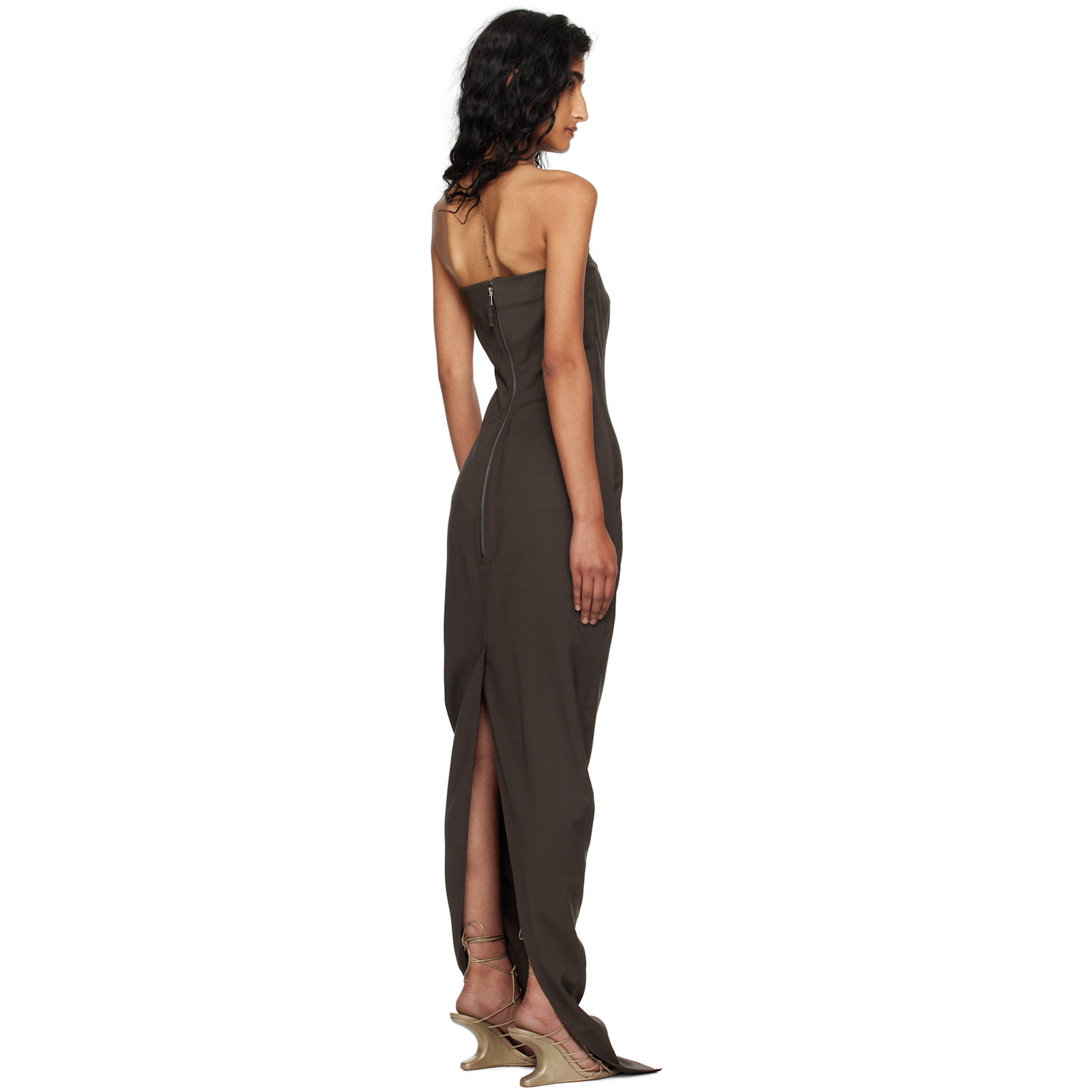  Rick Owens Gray Concordians Bustier Maxi Dress 