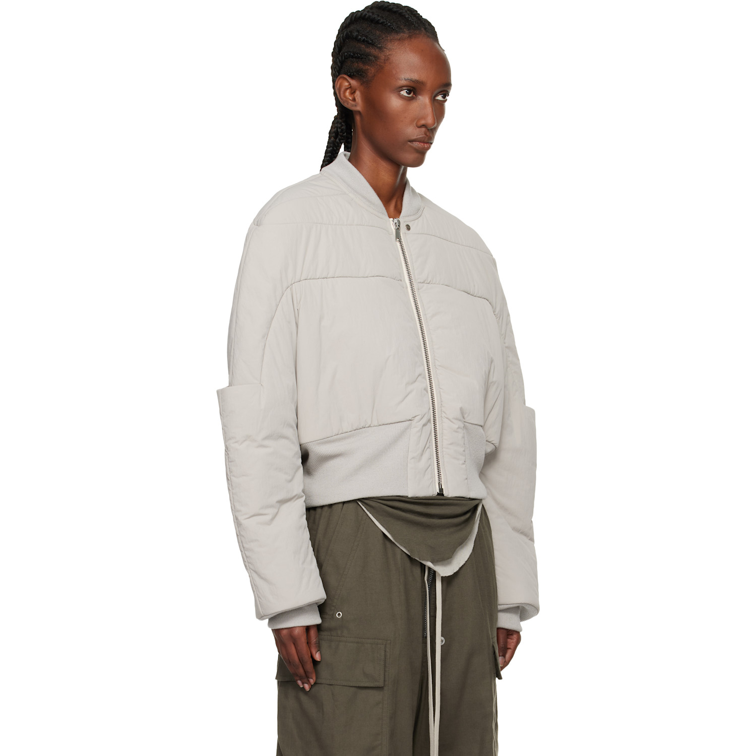  Rick Owens Off-white Concordians Girdered Cropped Bomber Down Jacket 