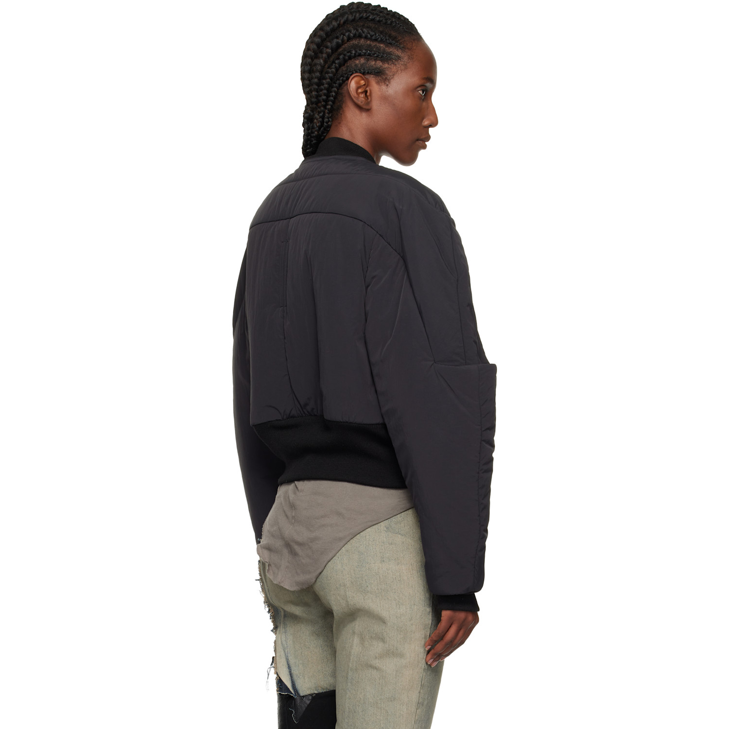  Rick Owens Black Concordians Girdered Cropped Bomber Down Jacket 