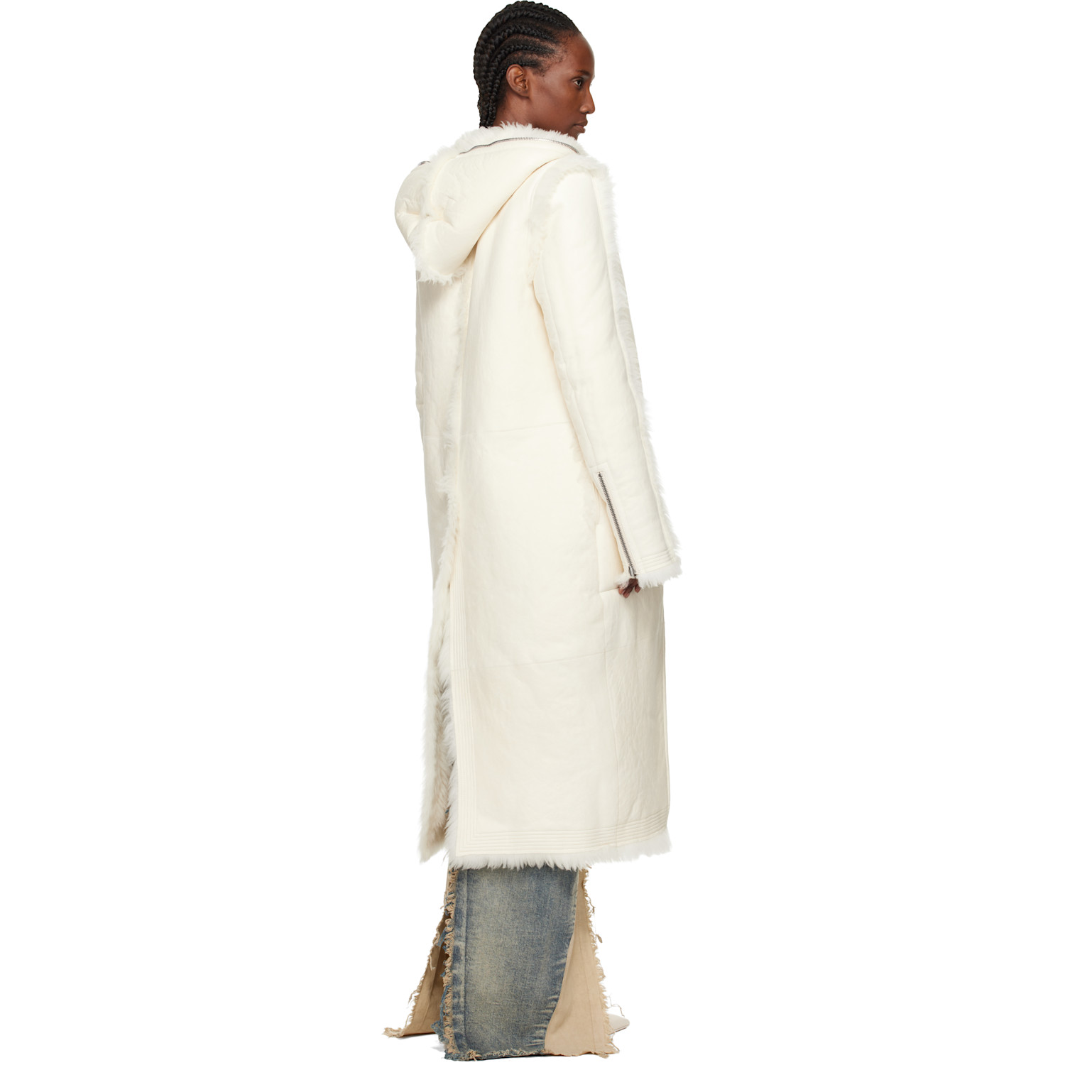  Rick Owens Off-white Concordians Klaus Reversible Shearling Coat 