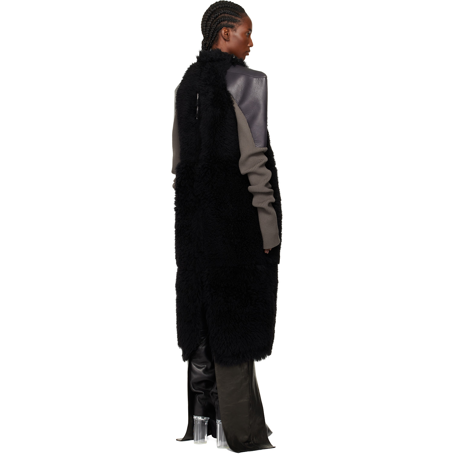  Rick Owens Black Concordians Sl Cyclops Reversible Shearling Coat 