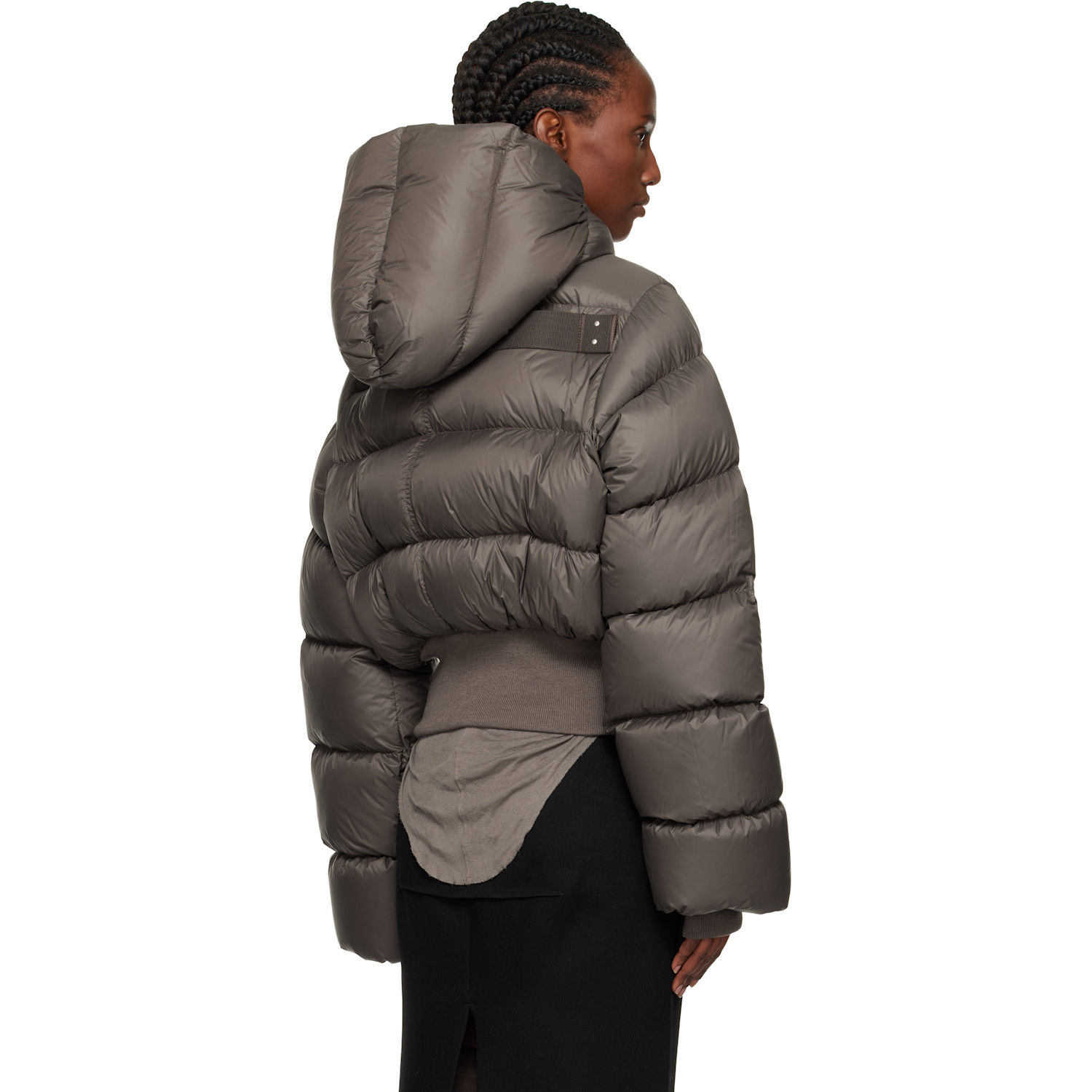  Rick Owens Gray Concordians Hooded Down Jacket 