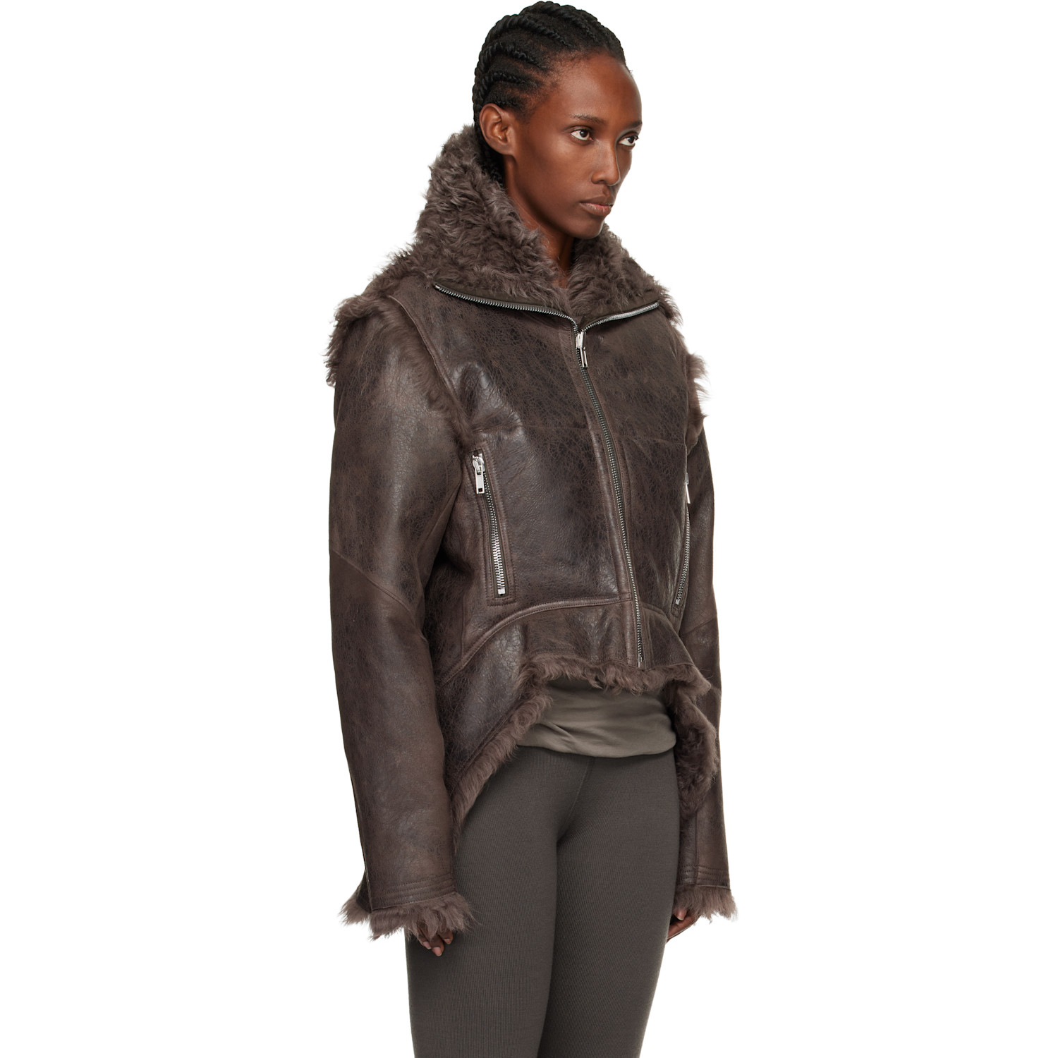  Rick Owens Gray Concordians Exploder Reversible Shearling Jacket 