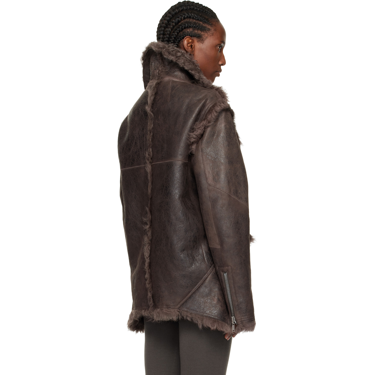  Rick Owens Gray Concordians Exploder Reversible Shearling Jacket 