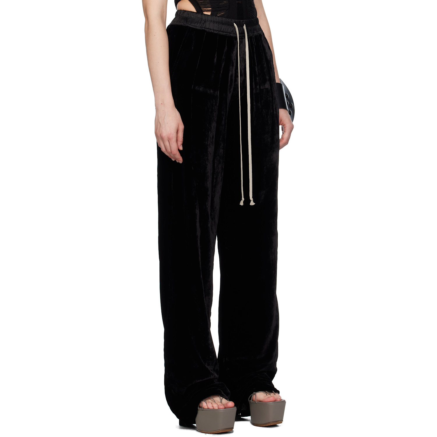  Rick Owens Black Concordians Dietrich Drawstring Trousers 