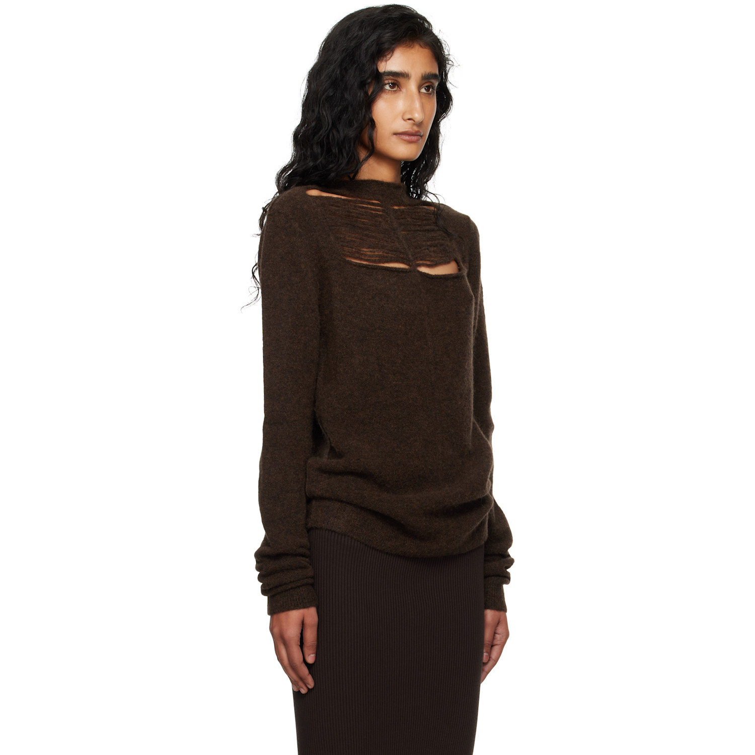  Rick Owens Brown Concordians Ls Sweater 