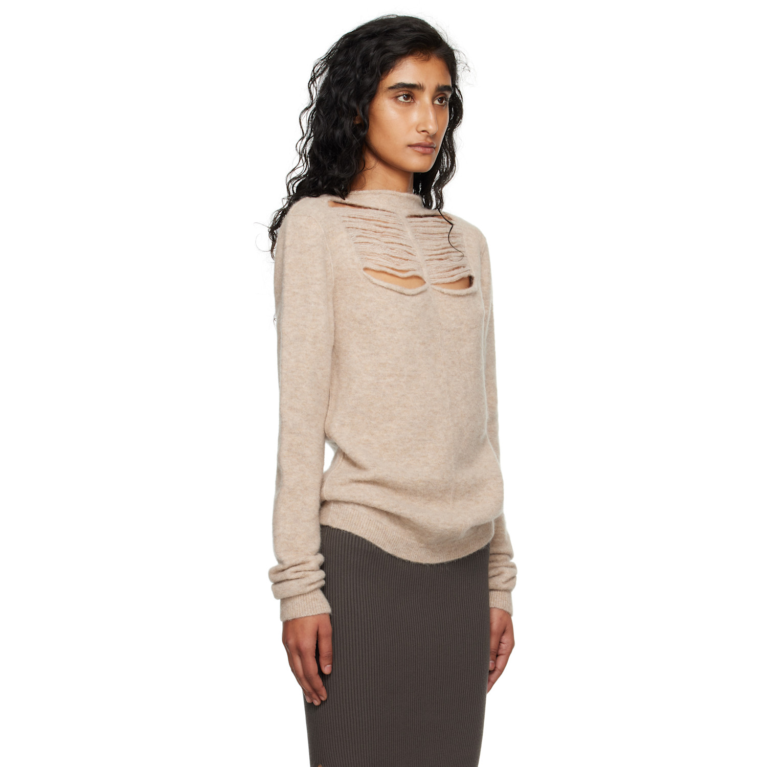  Rick Owens Gray Concordians Ls Sweater 