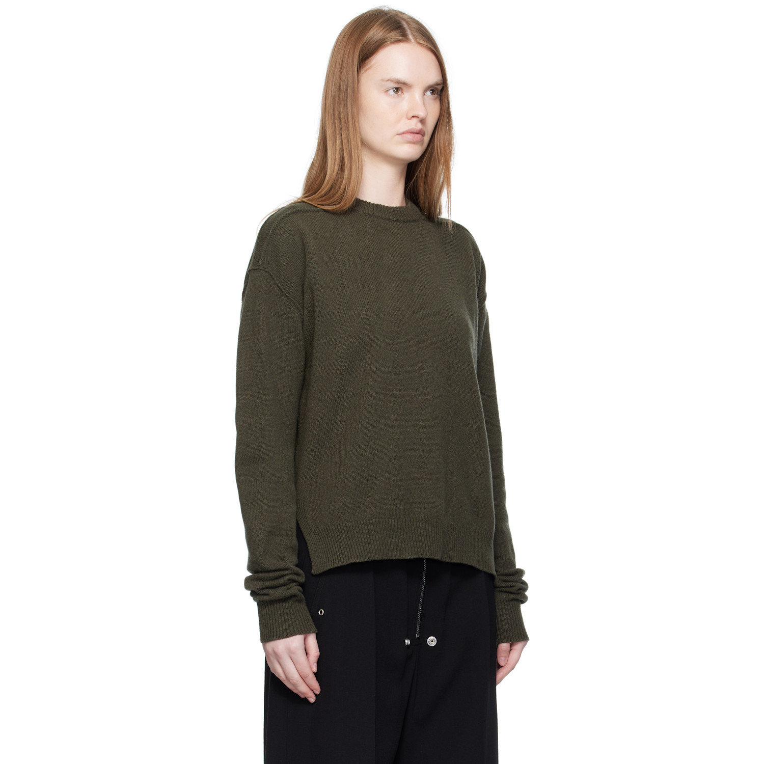  Rick Owens Khaki Concordians Round Neck Sweater 