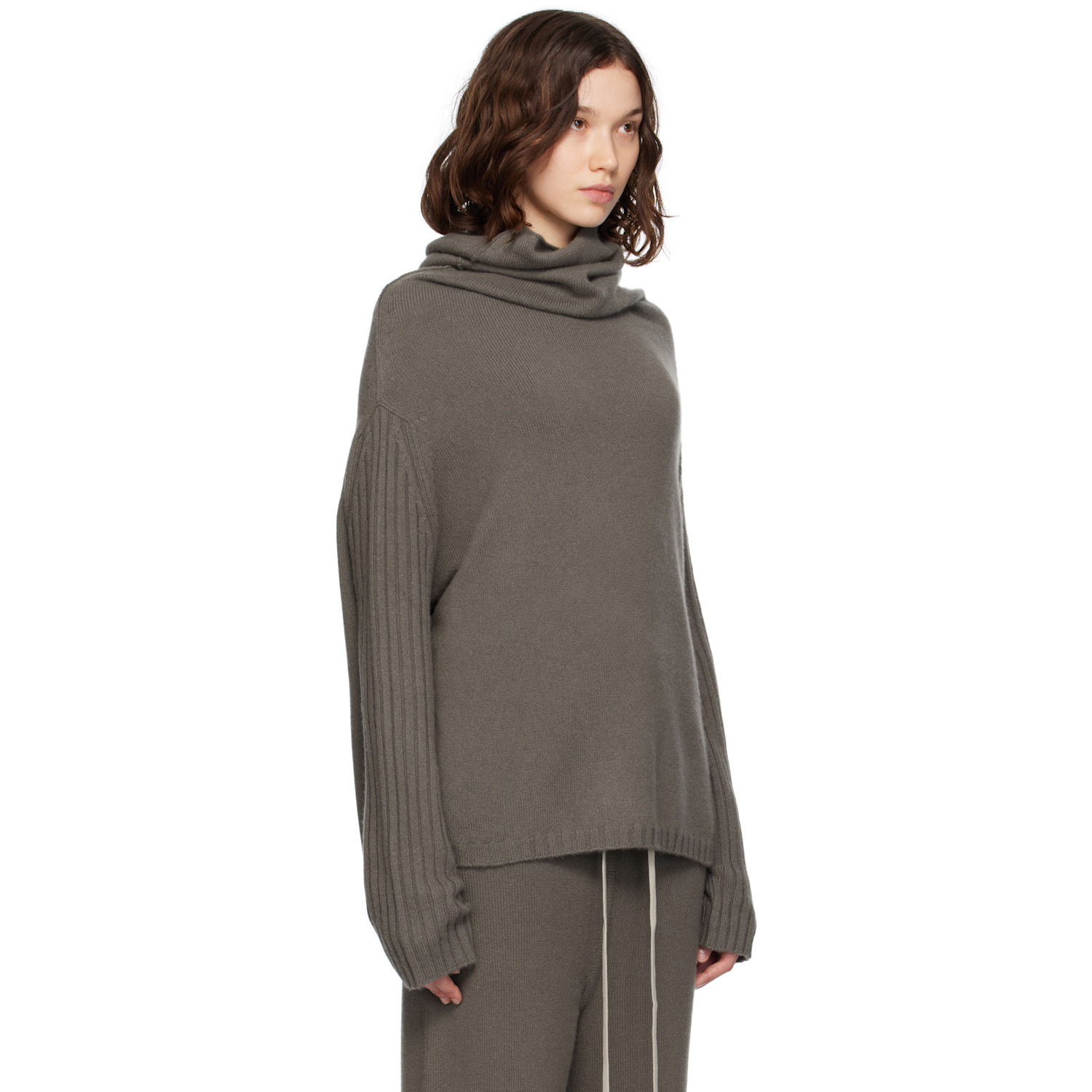  Rick Owens Gray Concordians Rasato Cashmere Knit Turtleneck 