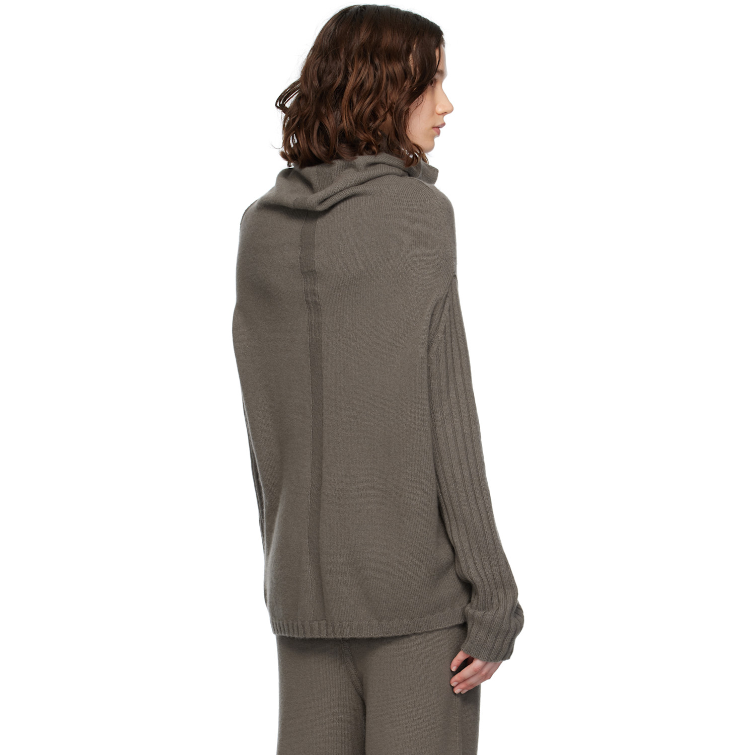  Rick Owens Gray Concordians Rasato Cashmere Knit Turtleneck 