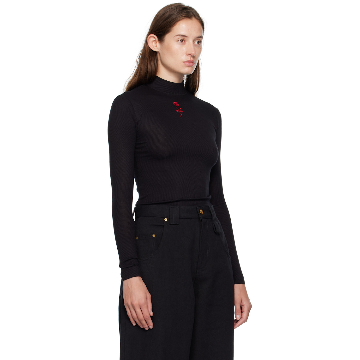  Willy Chavarria Black Gabriela Mock Neck Top 