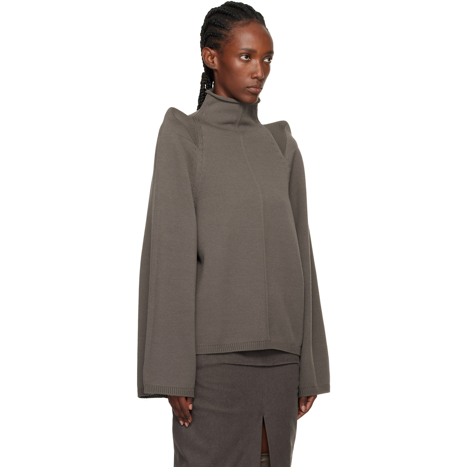  Rick Owens Gray Concordians Con Turtleneck 