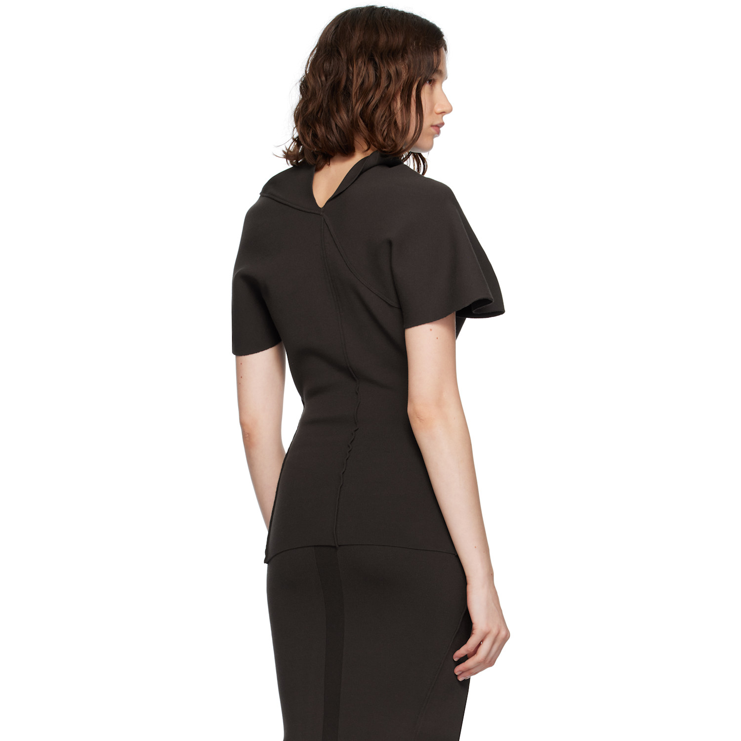 Rick Owens Brown Concordians Draped Top 