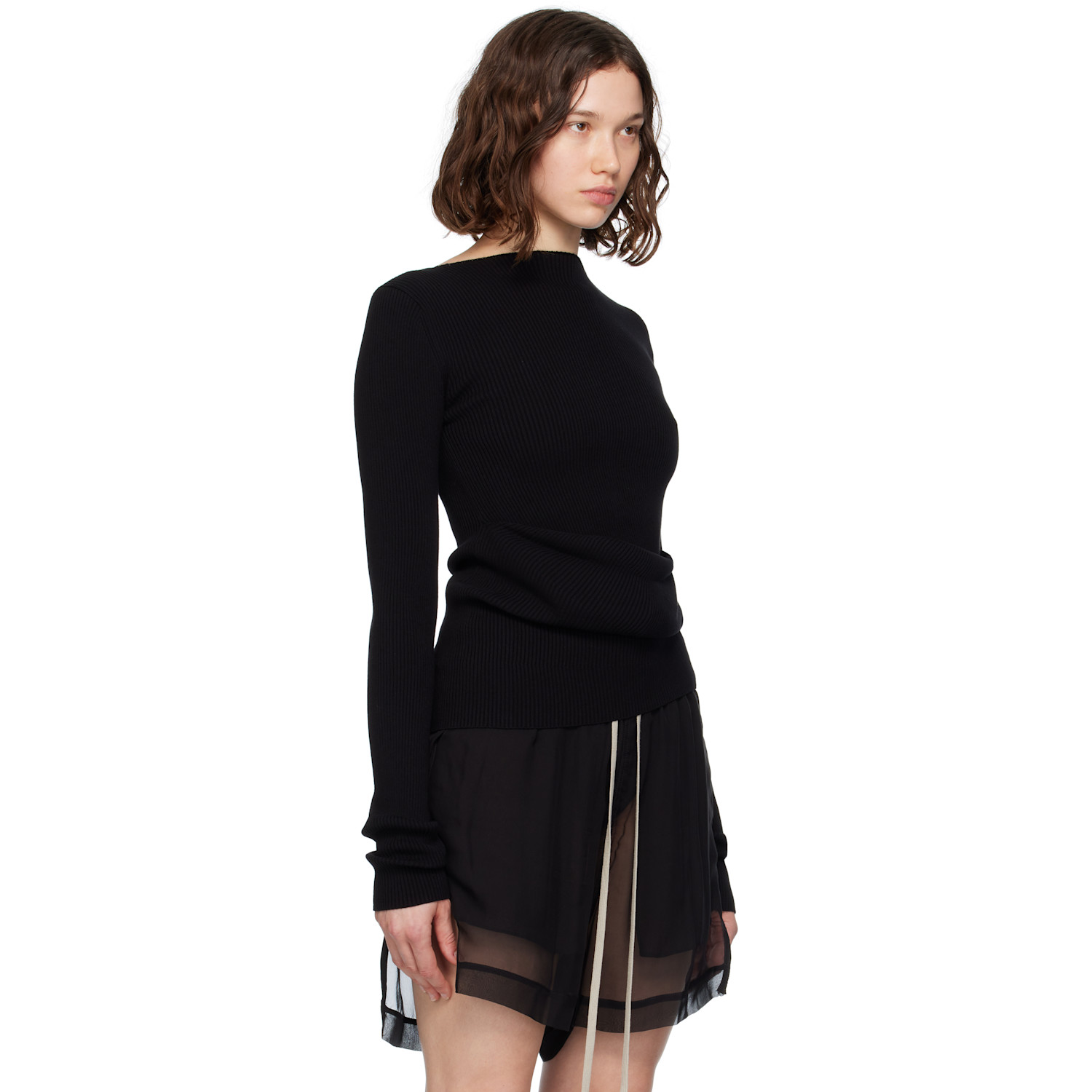  Rick Owens Black Concordians Ribbed Knit Babel Sweater 