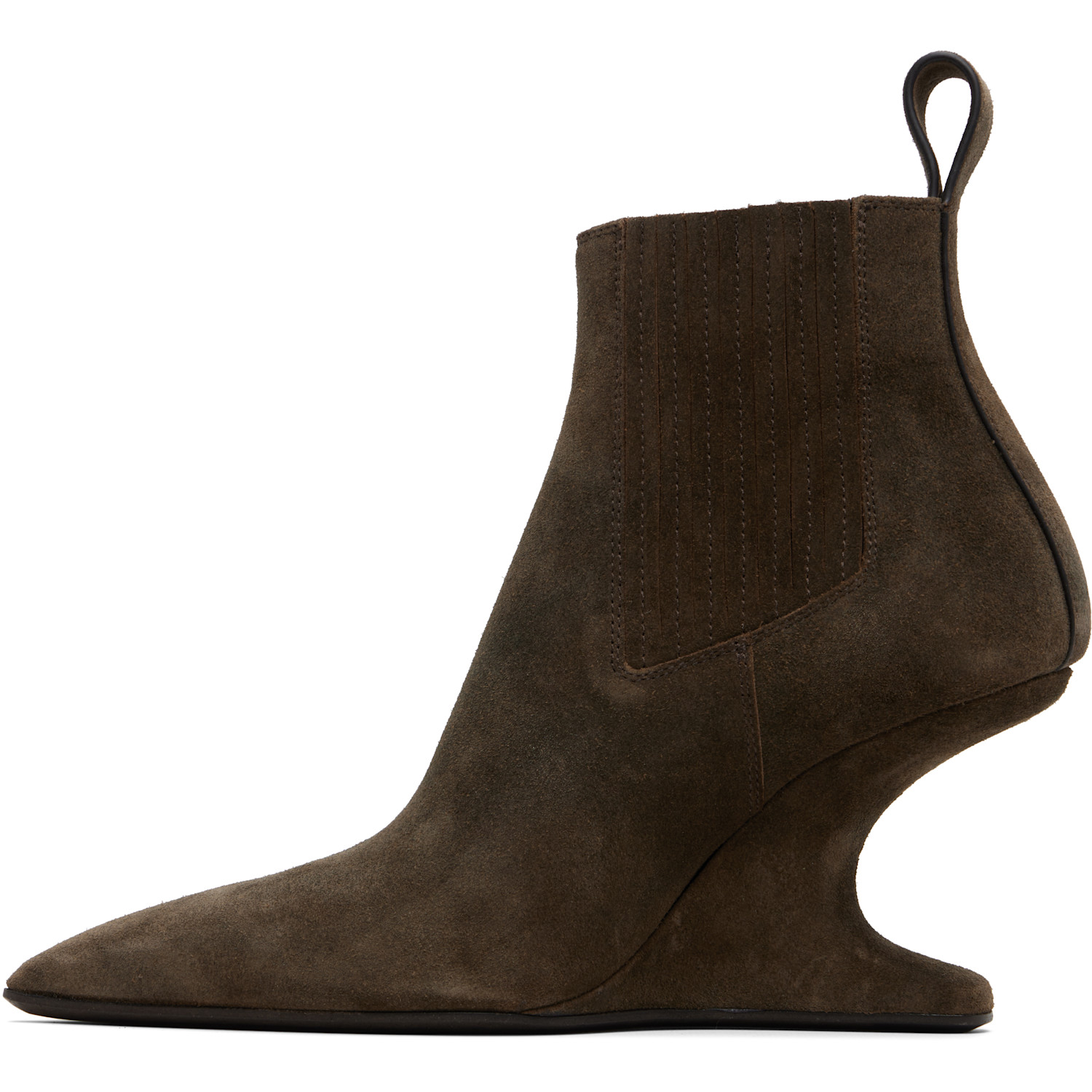  Rick Owens Brown Concordians Runway Ankle Sharp Boots 