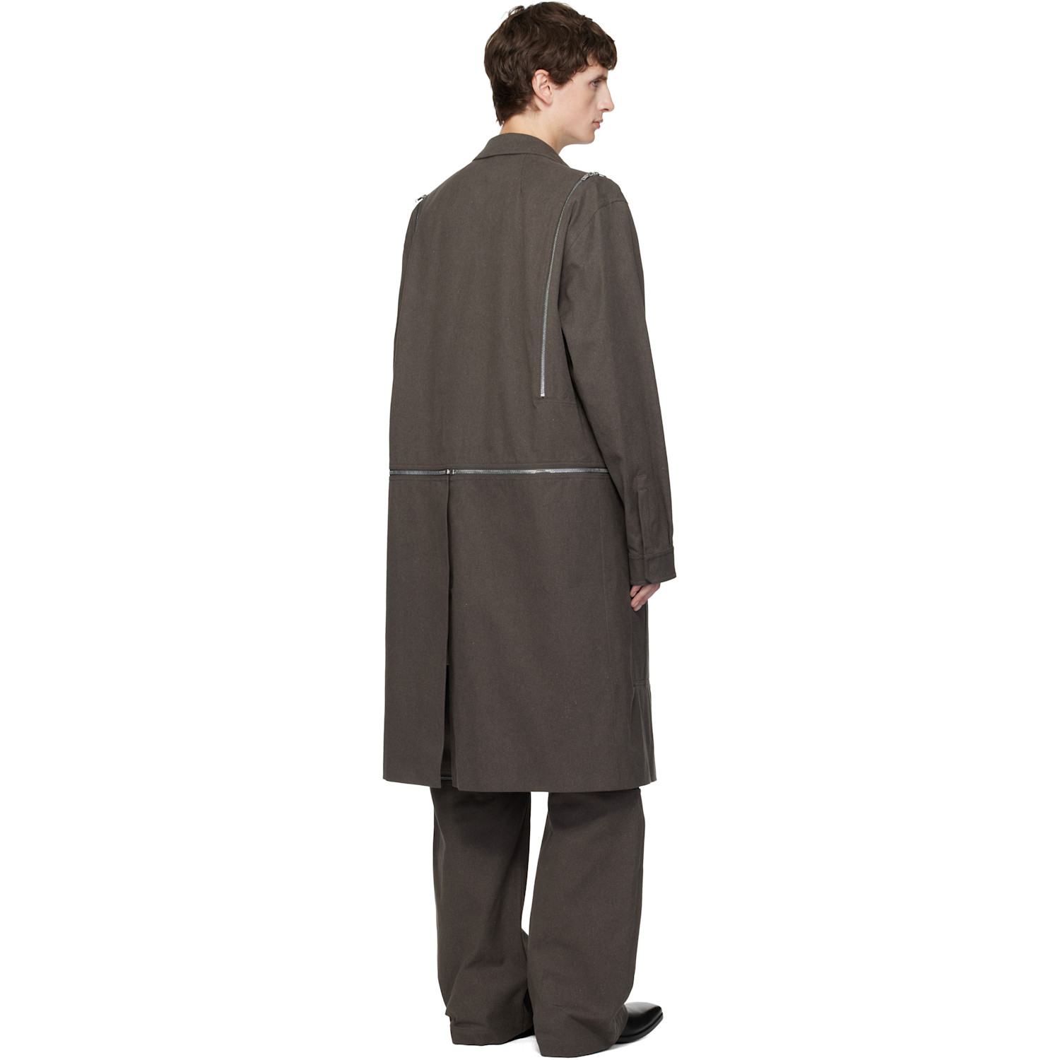  Rick Owens Brown Concordians Heizer Long Coat 