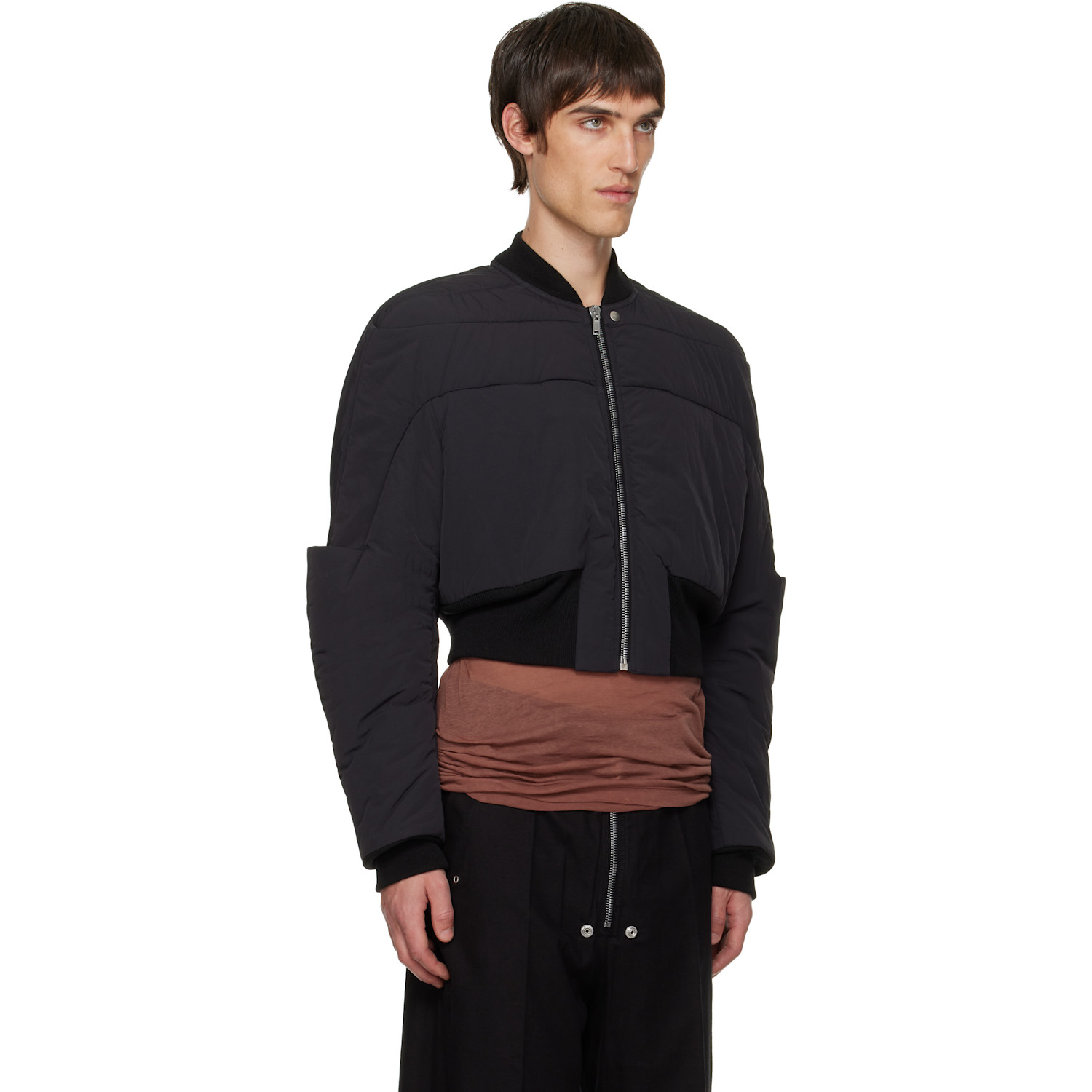  Rick Owens Black Concordians Girdered Down Bomber Jacket 