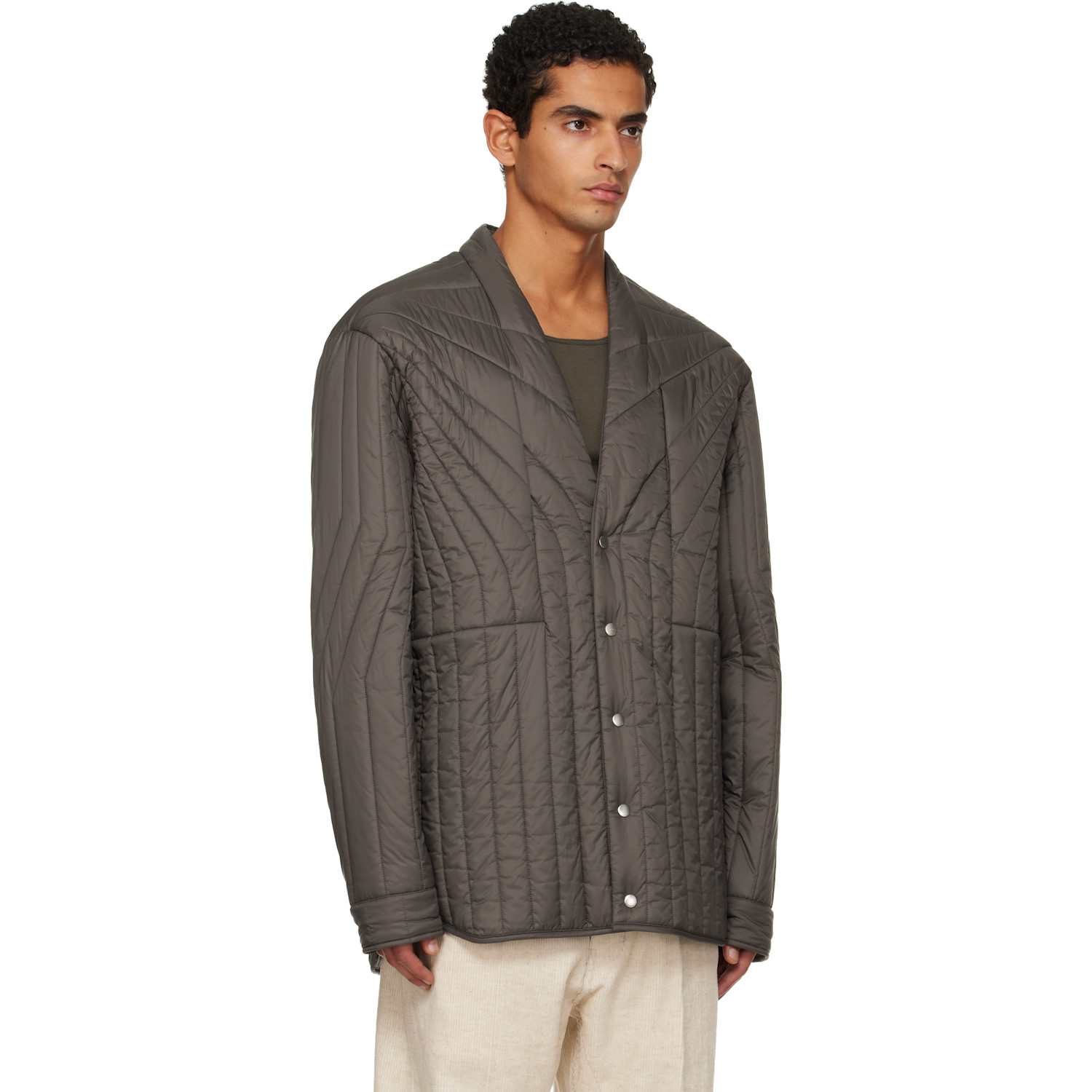  Rick Owens Gray Concordians Ls Quilted Liner Down Jacket 