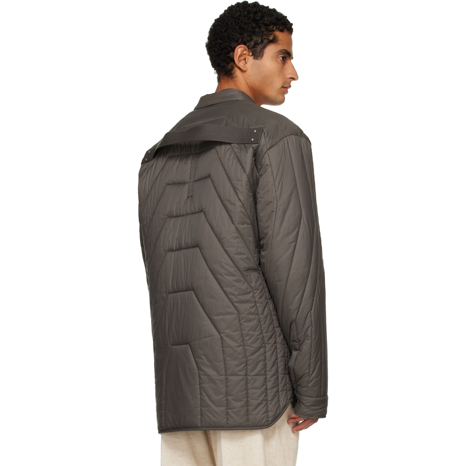  Rick Owens Gray Concordians Ls Quilted Liner Down Jacket 