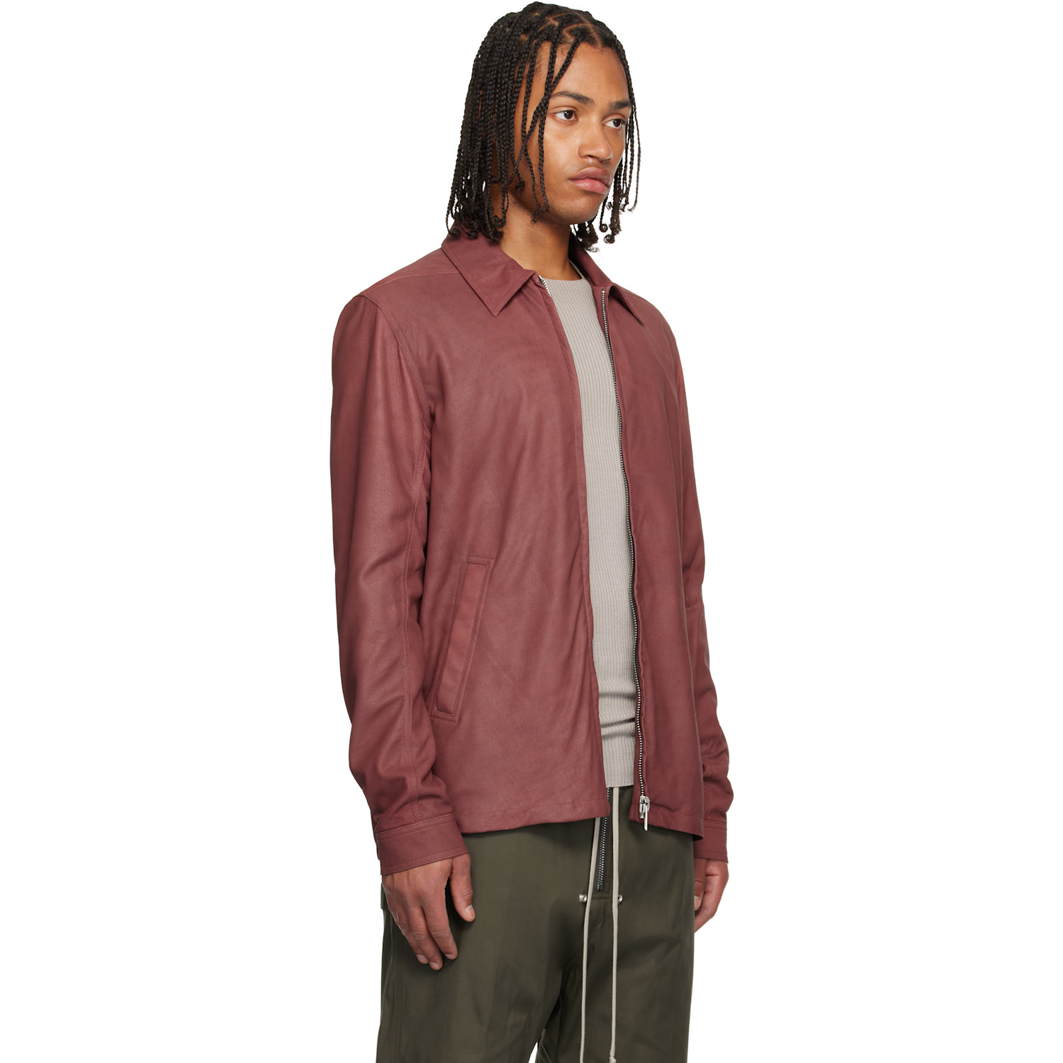  Rick Owens Pink Concordians Brad Leather Jacket 