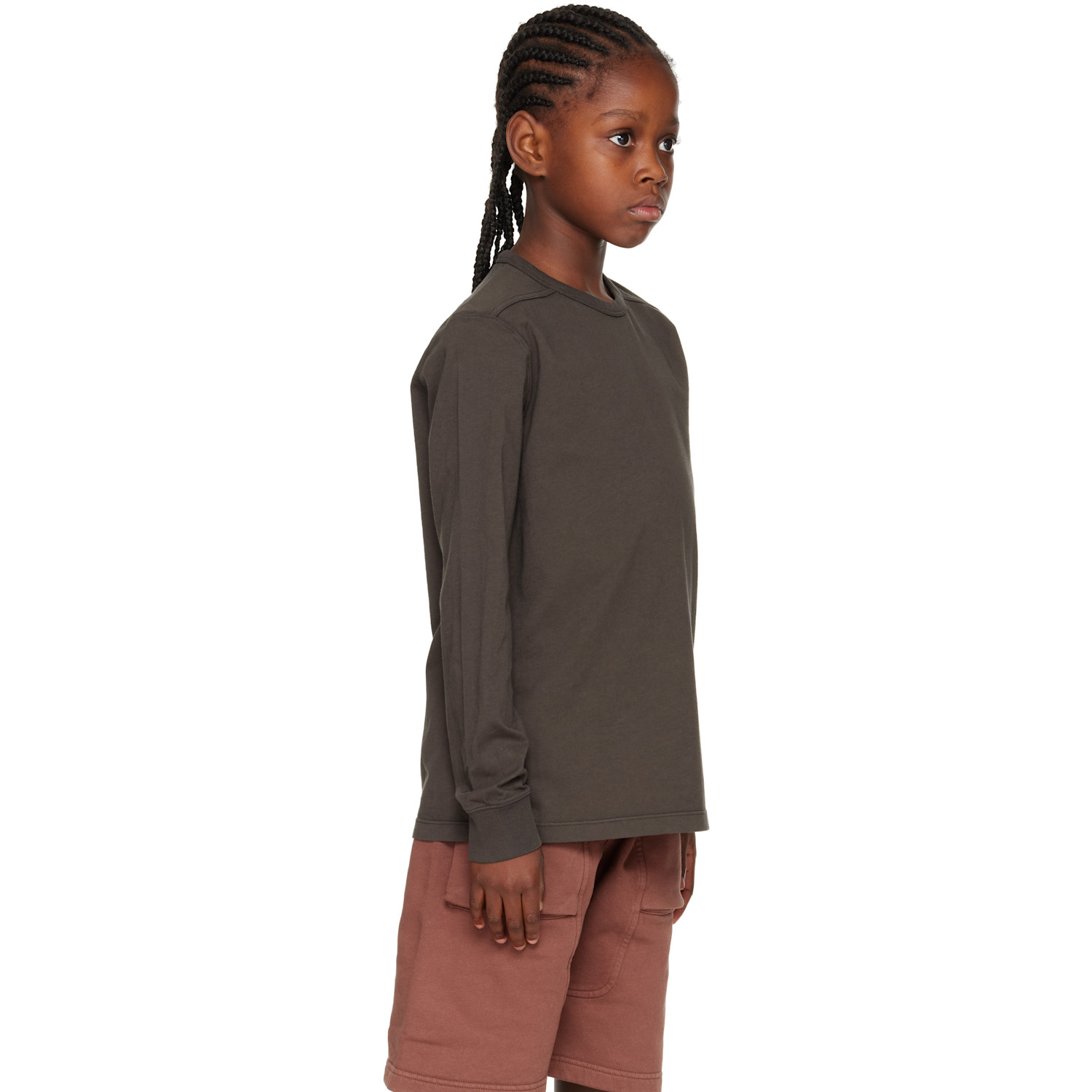  Rick Owens Big Kids Gray Concordians Level Long Sleeve T-shirt 