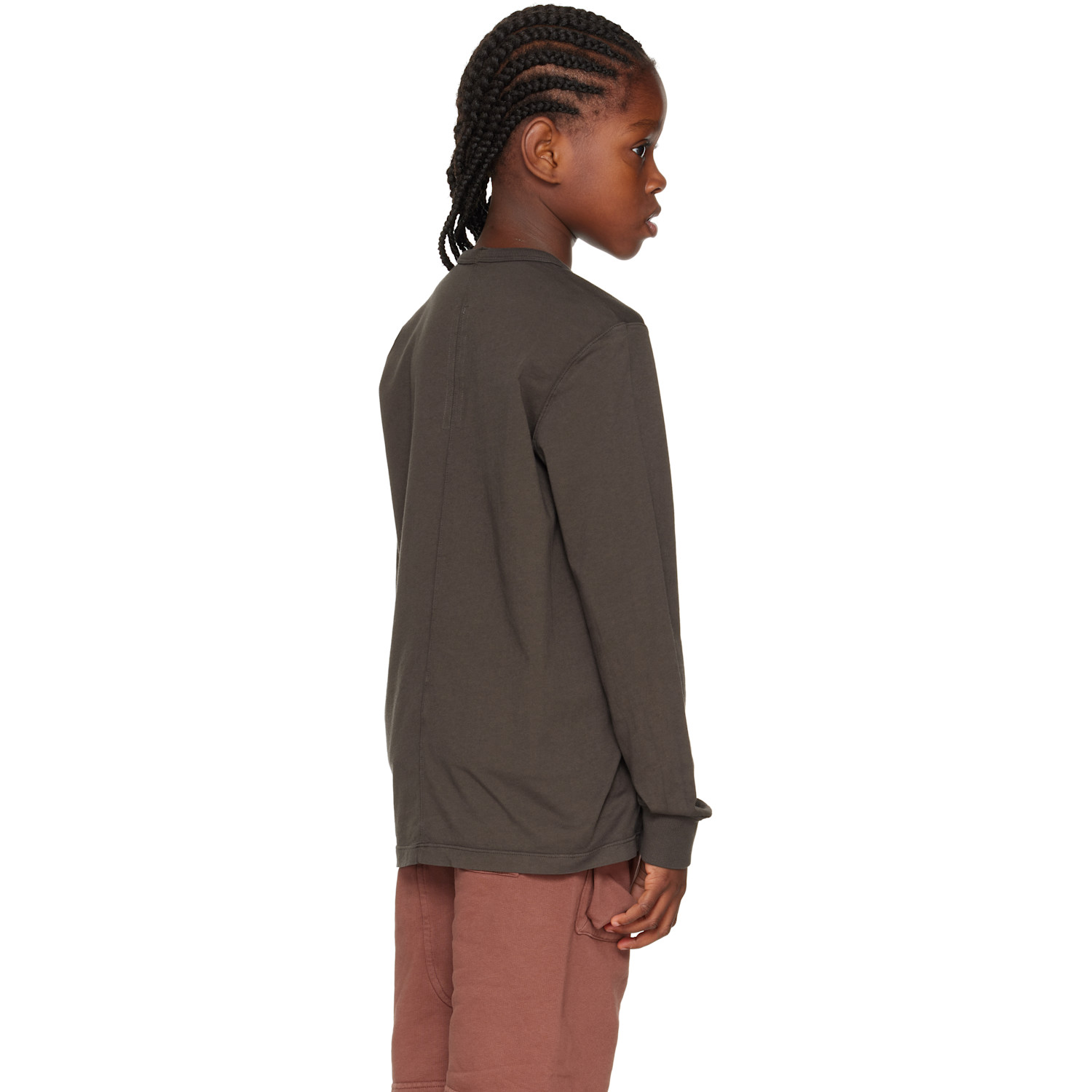  Rick Owens Big Kids Gray Concordians Level Long Sleeve T-shirt 