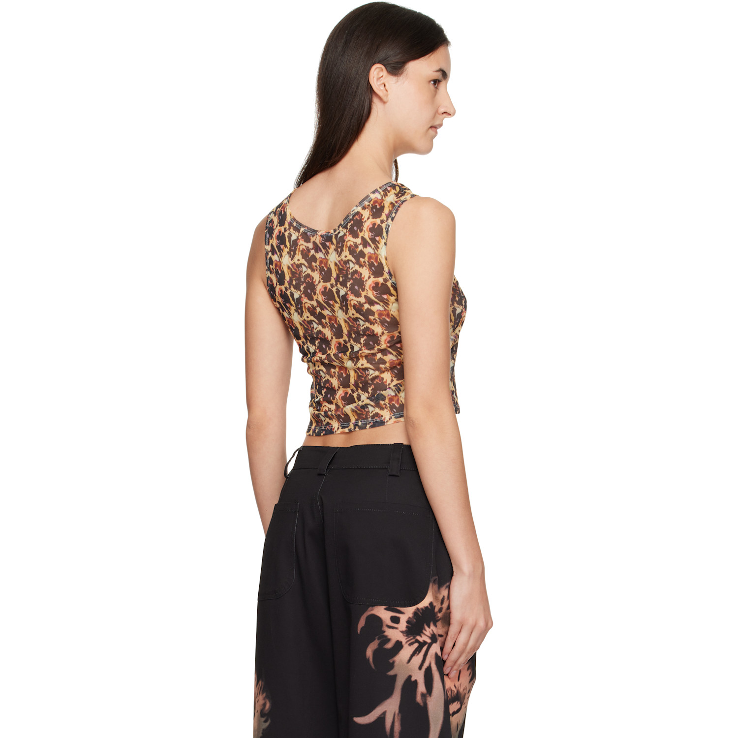  Collina Strada Beige & Black Leopard Peony Dachi Cardio Top 