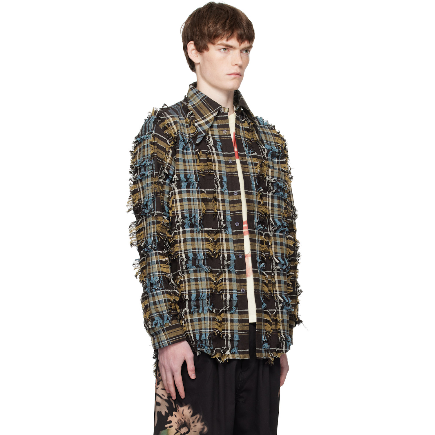  Collina Strada Brown & Blue Bat Button-up Shirt 