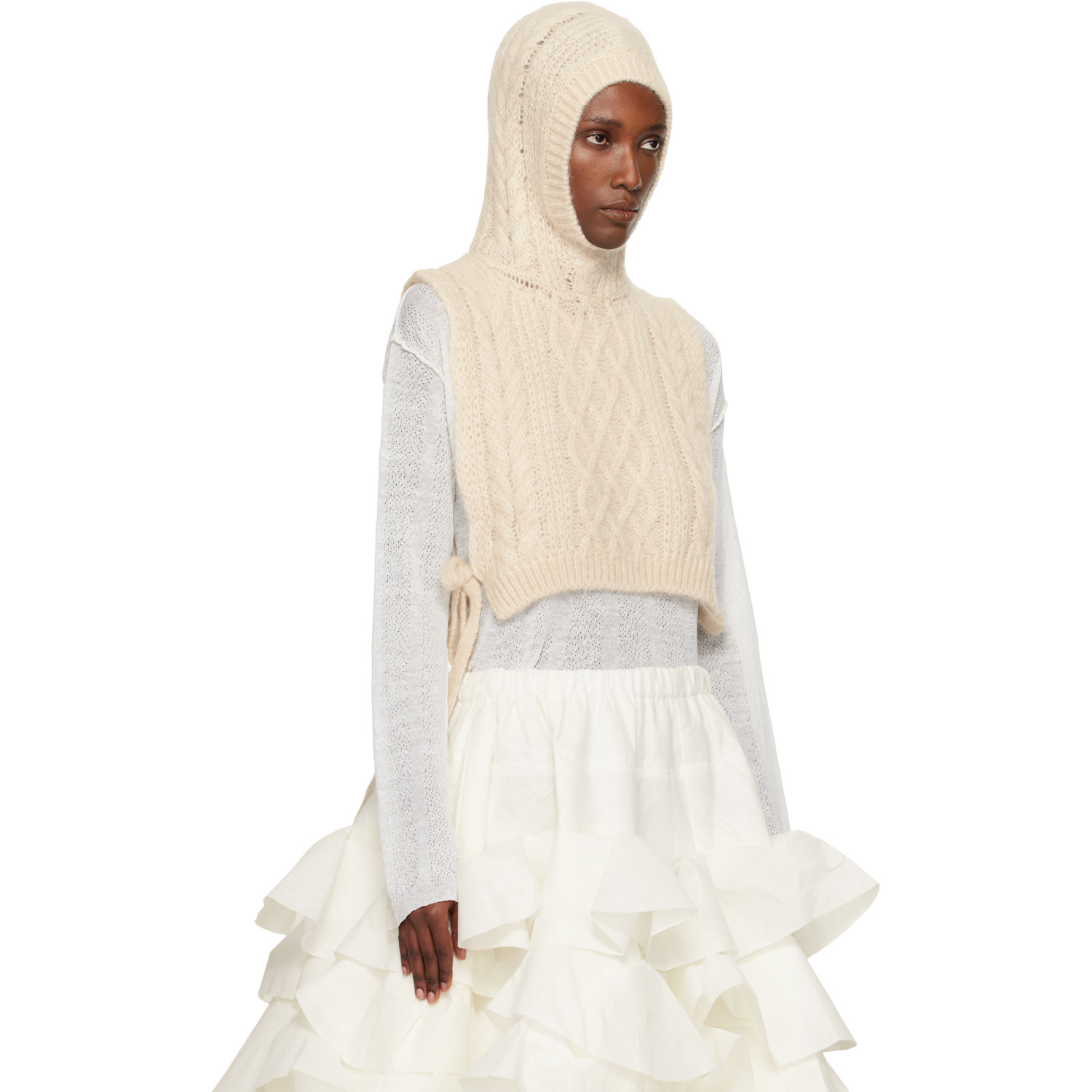  Tao Comme Des Garçons Off-white Hooded Wool Vest 