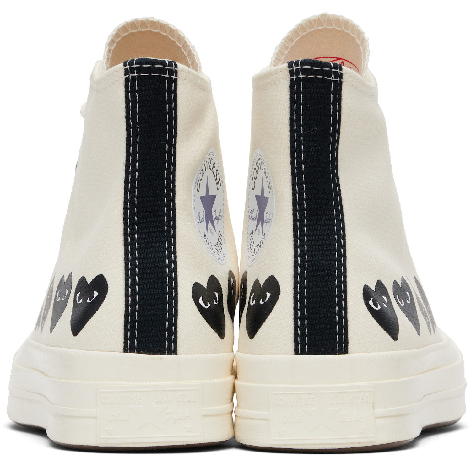  Comme Des Garçons Play Beige Converse Edition Multi Heart Sneakers 
