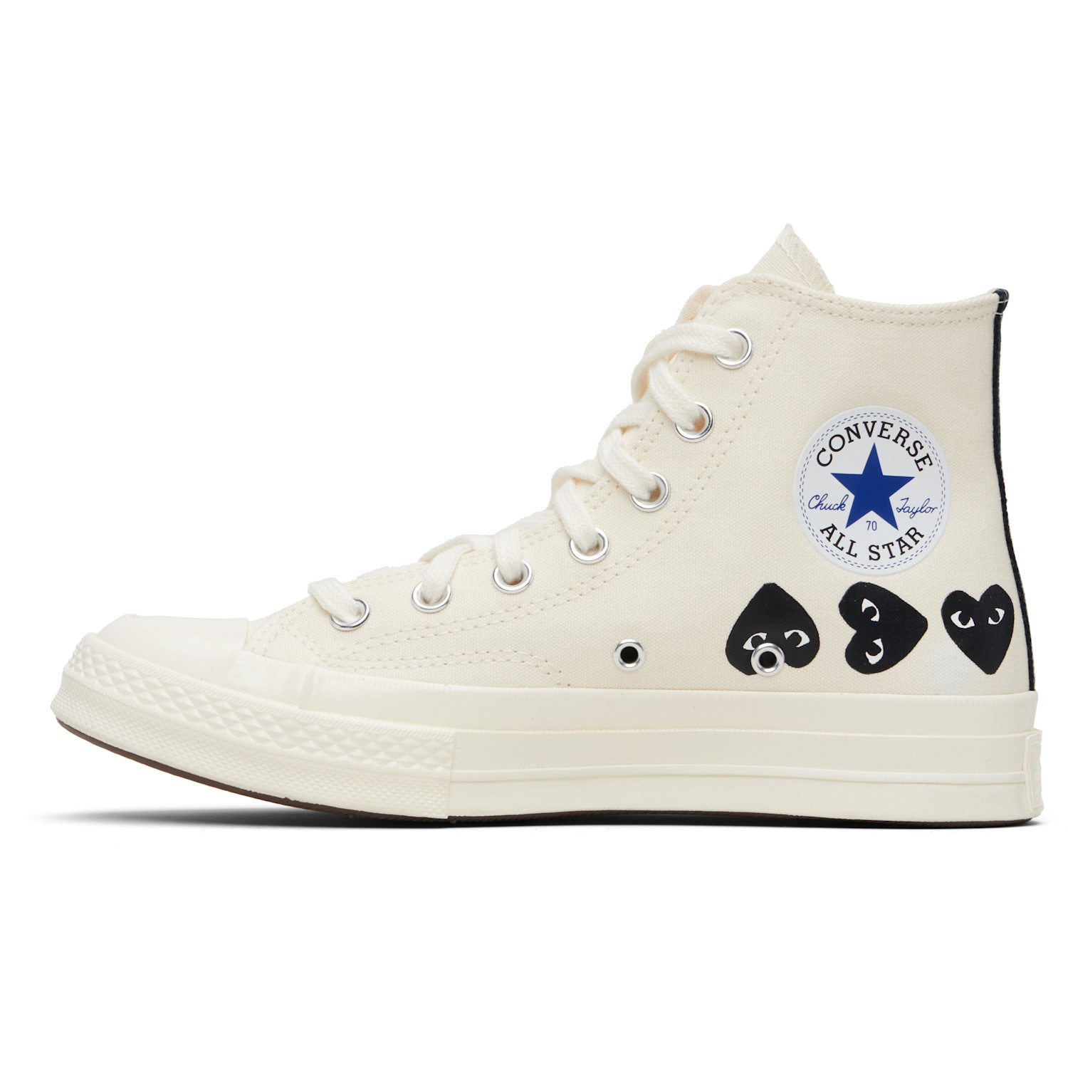 Comme Des Garçons Play Beige Converse Edition Multi Heart Sneakers 